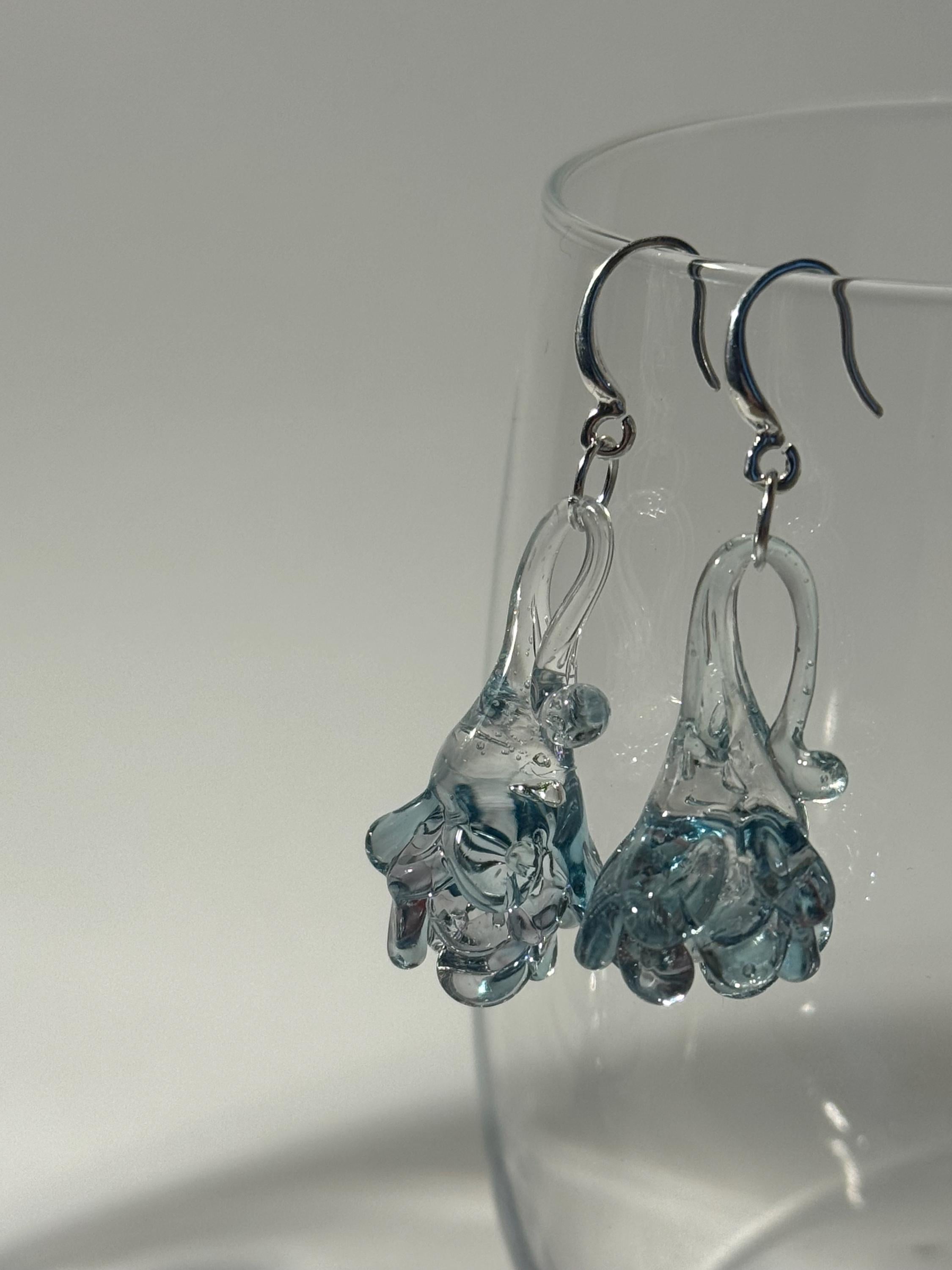 Soft Blue Blossom Flower Earrings