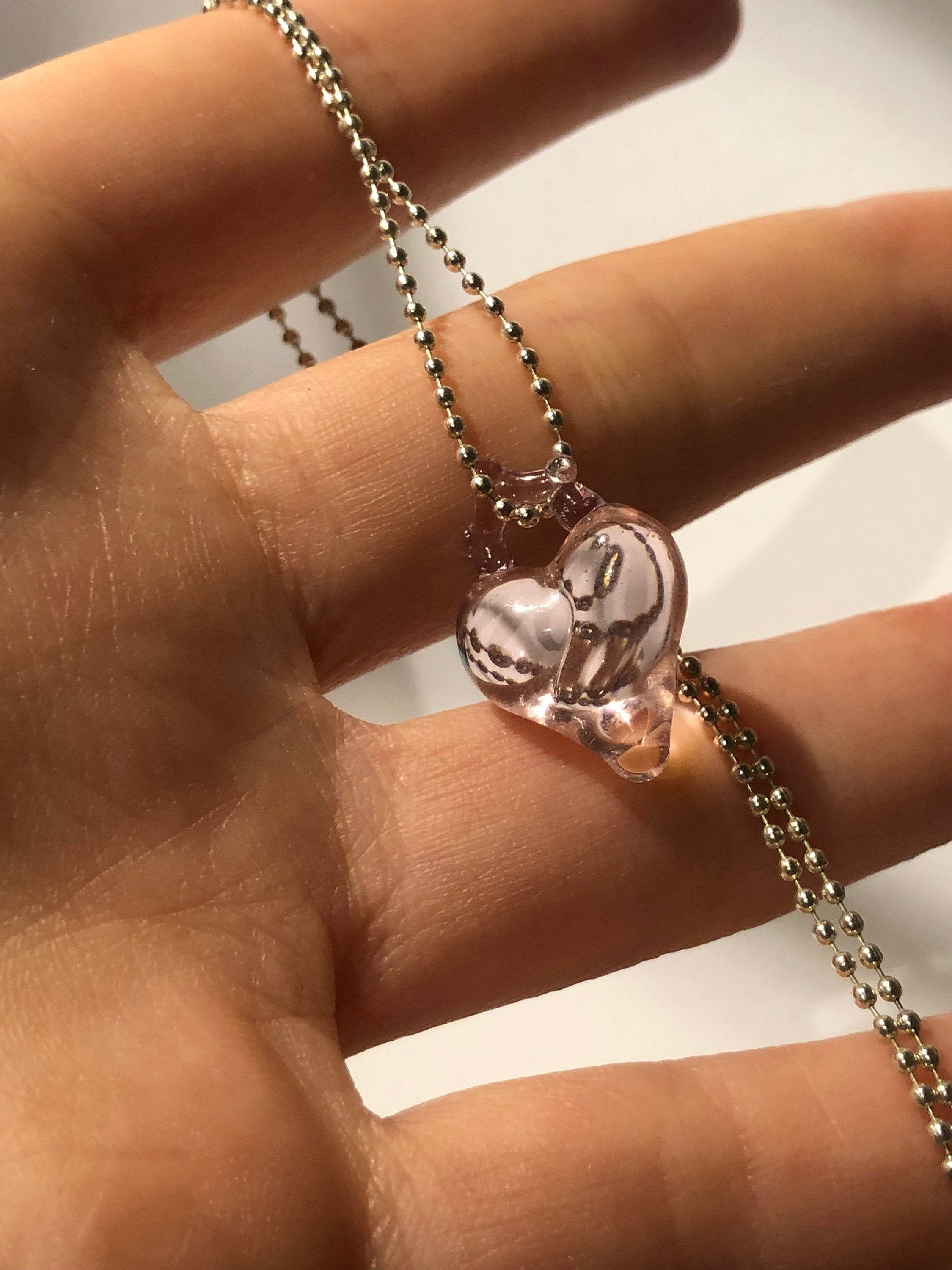 Rose Glass Heart Necklace