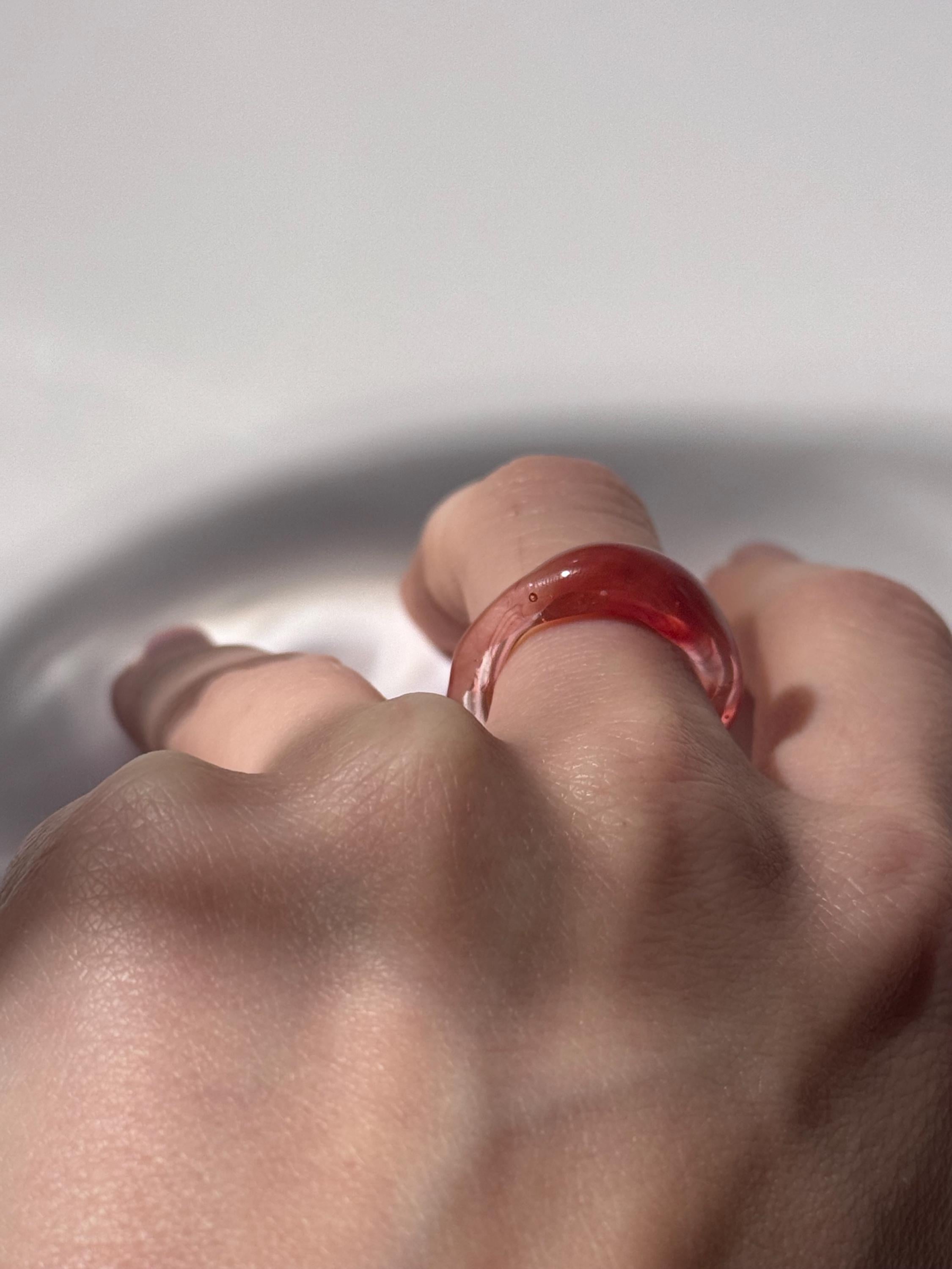 Red and Rose swirl Glass Ring