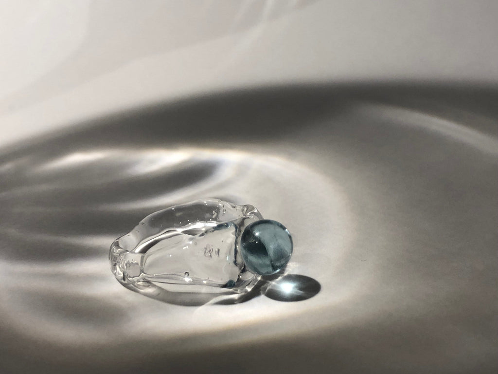 Light Blue Bubble Glass Ring