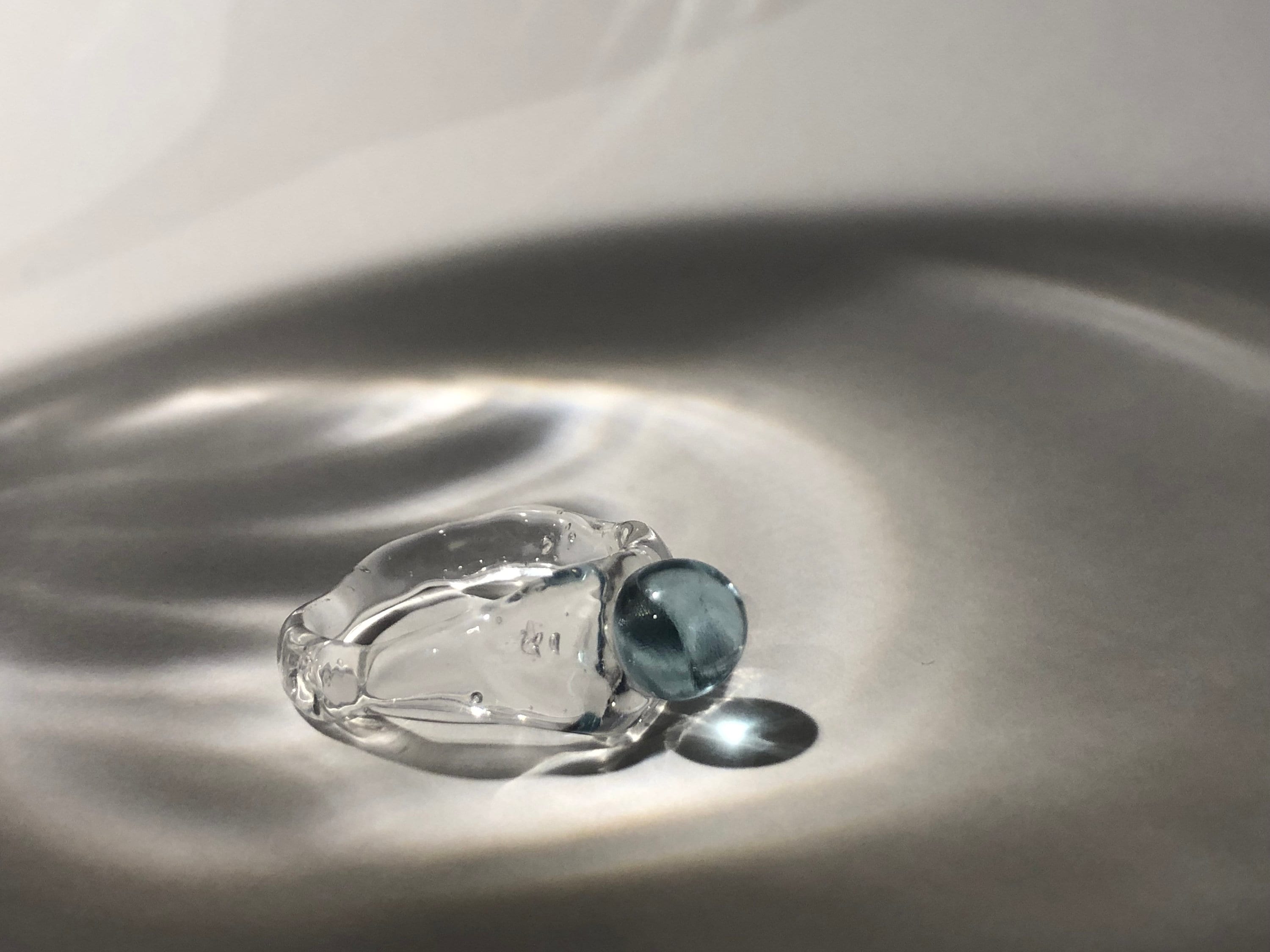 Light Blue Bubble Glass Ring