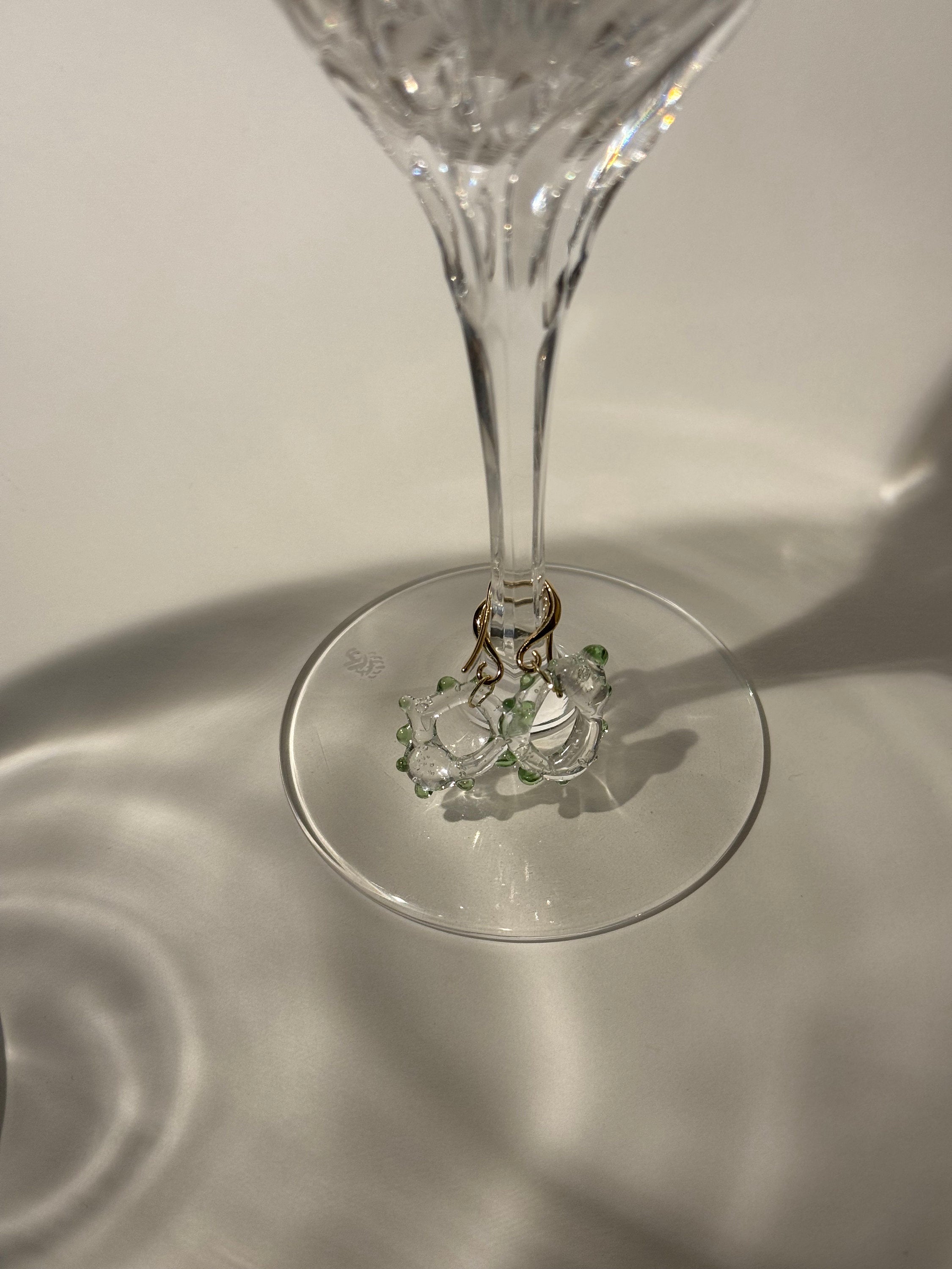 Green dotted Glass Earrings