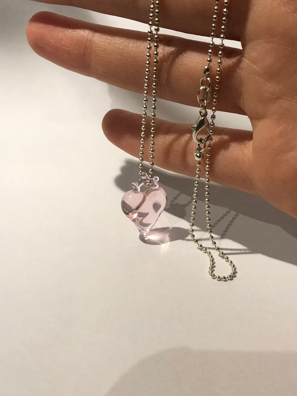 Rose Glass Heart Necklace
