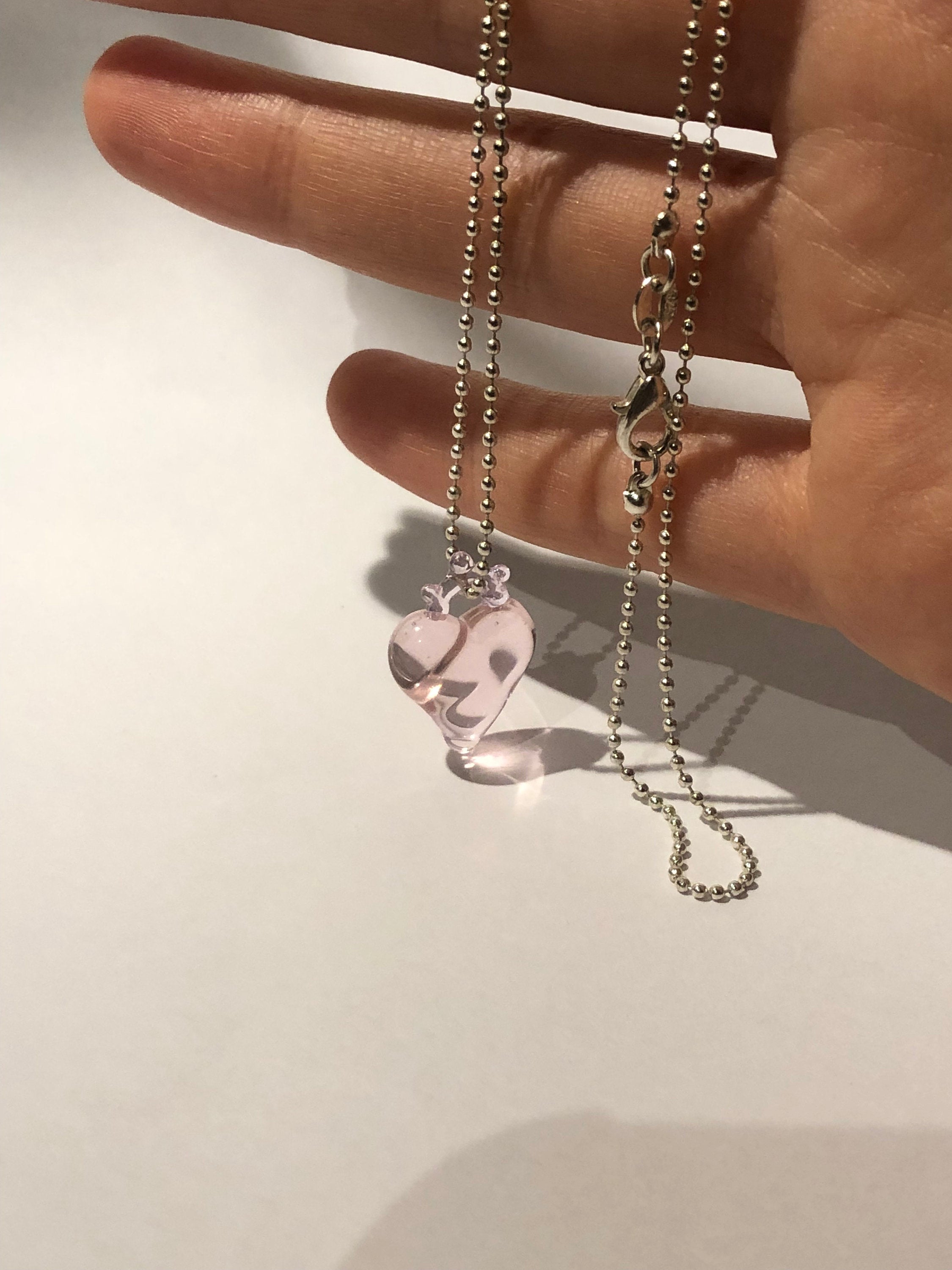 Rose Glass Heart Necklace