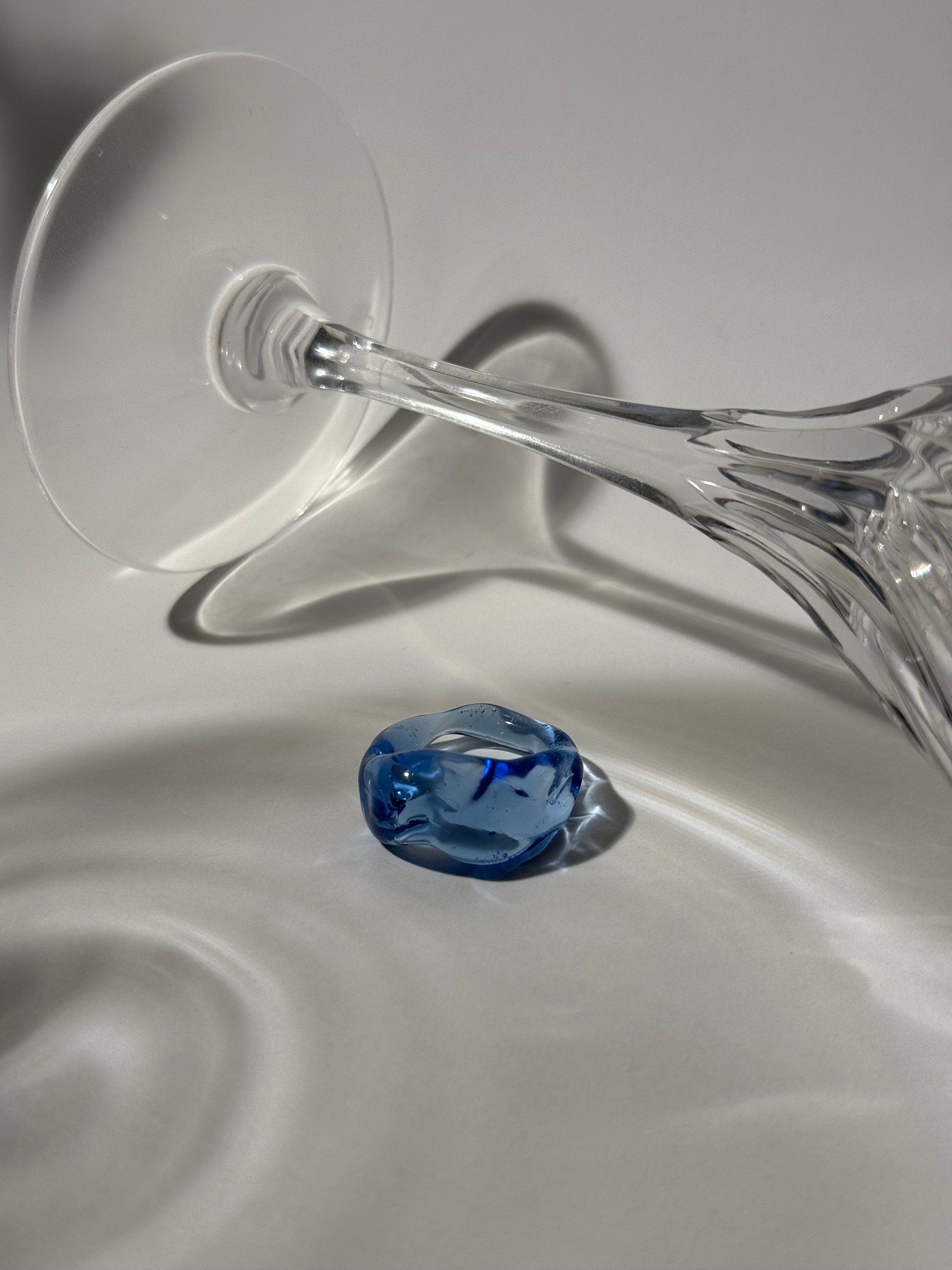 Chunky Ice Blue Glass Ring