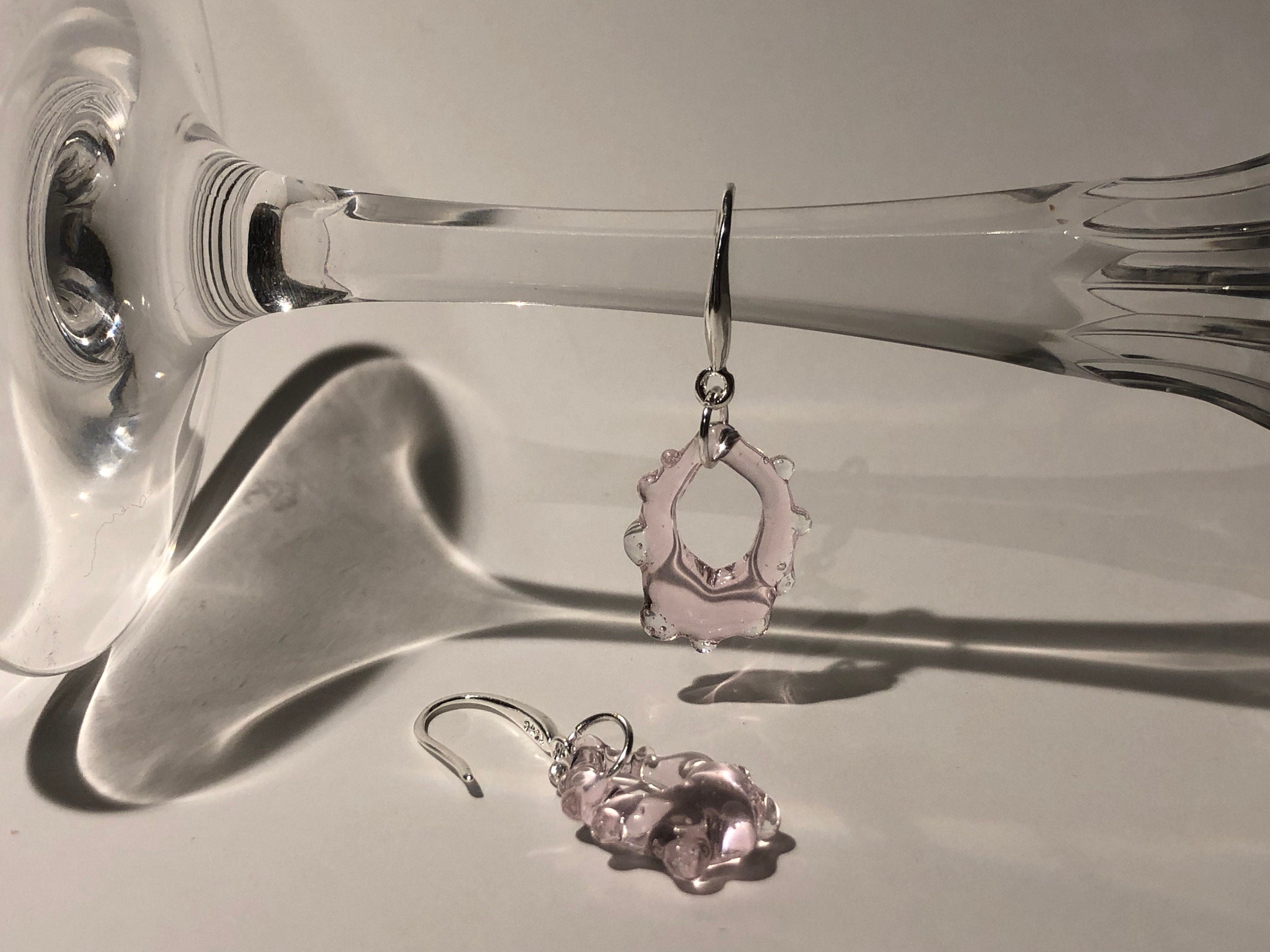 Translucent Rose Glass Earrings