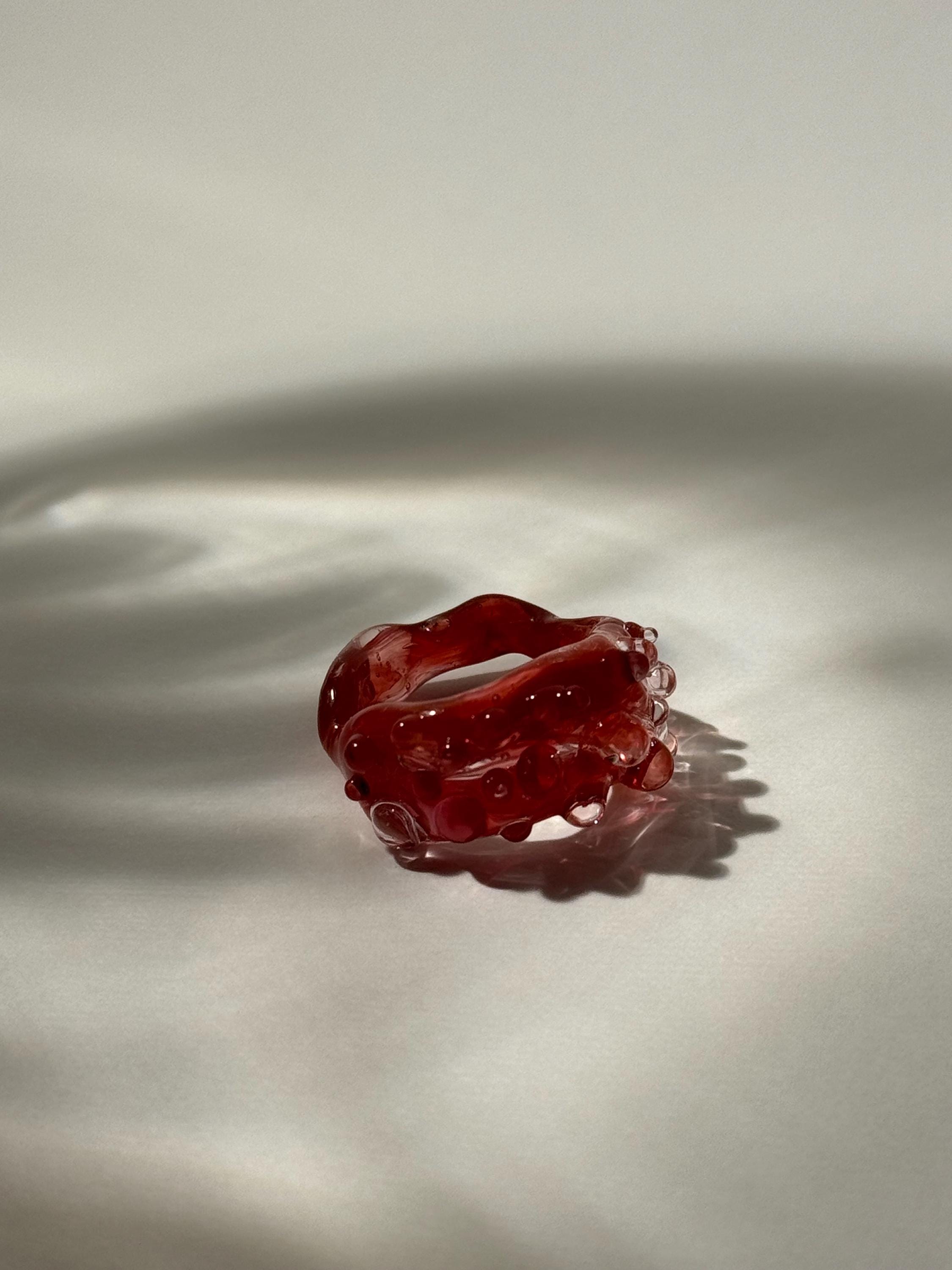 Chunky Red Glass Ring