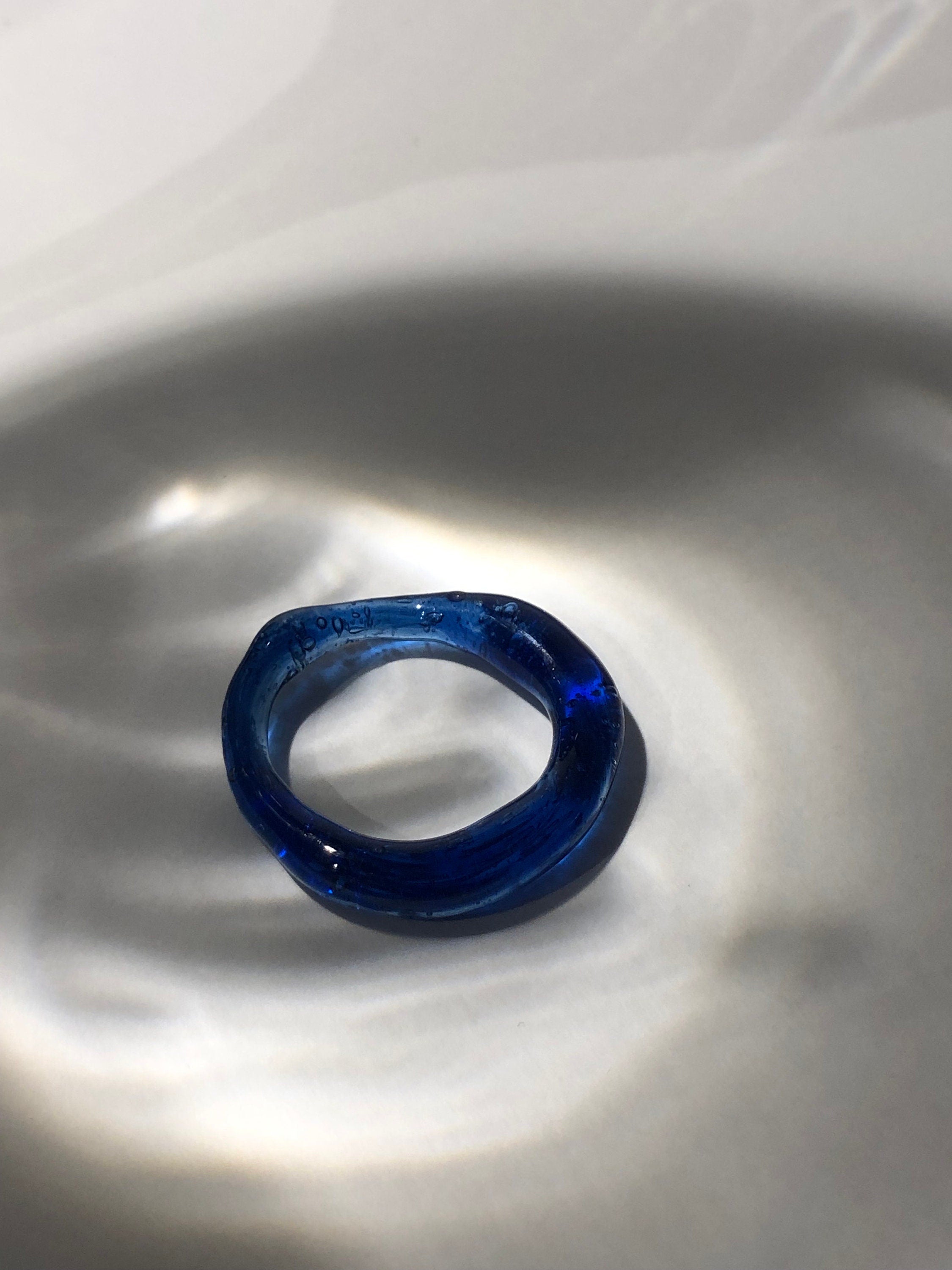 Deep blue Glass Ring