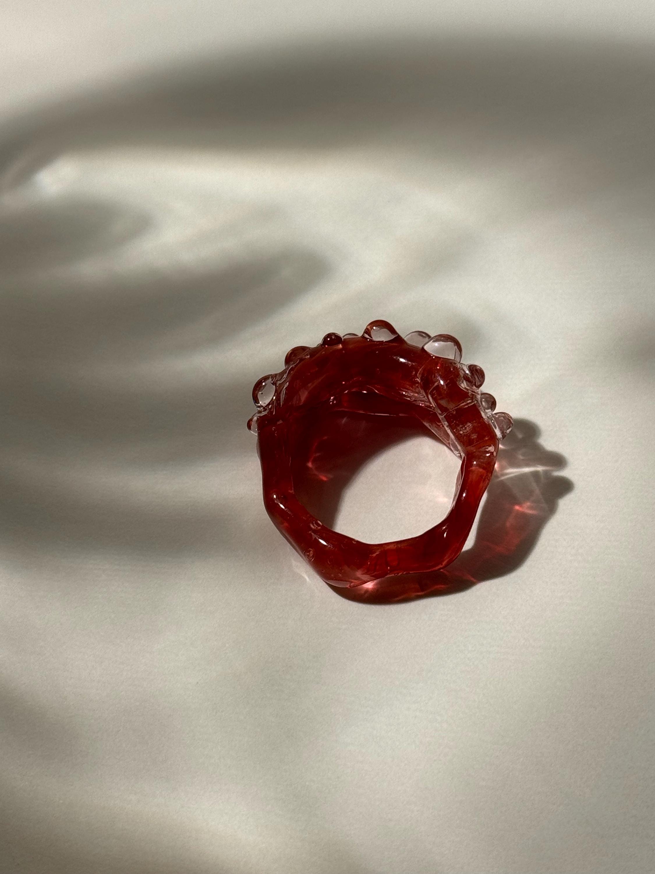 Chunky Red Glass Ring