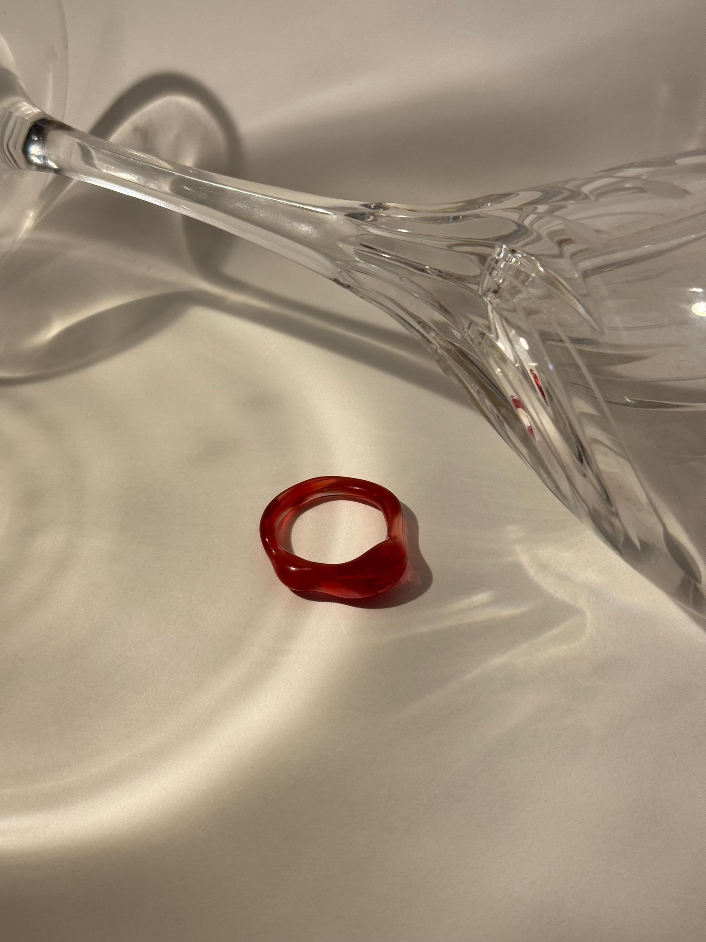 Dainty Red Glass Ring