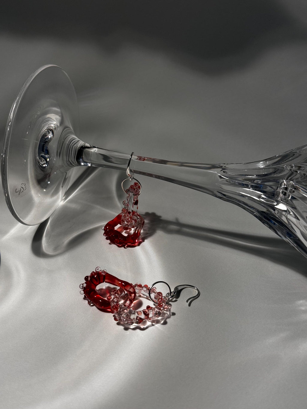 Prickly Red and Clear Glass Earrings