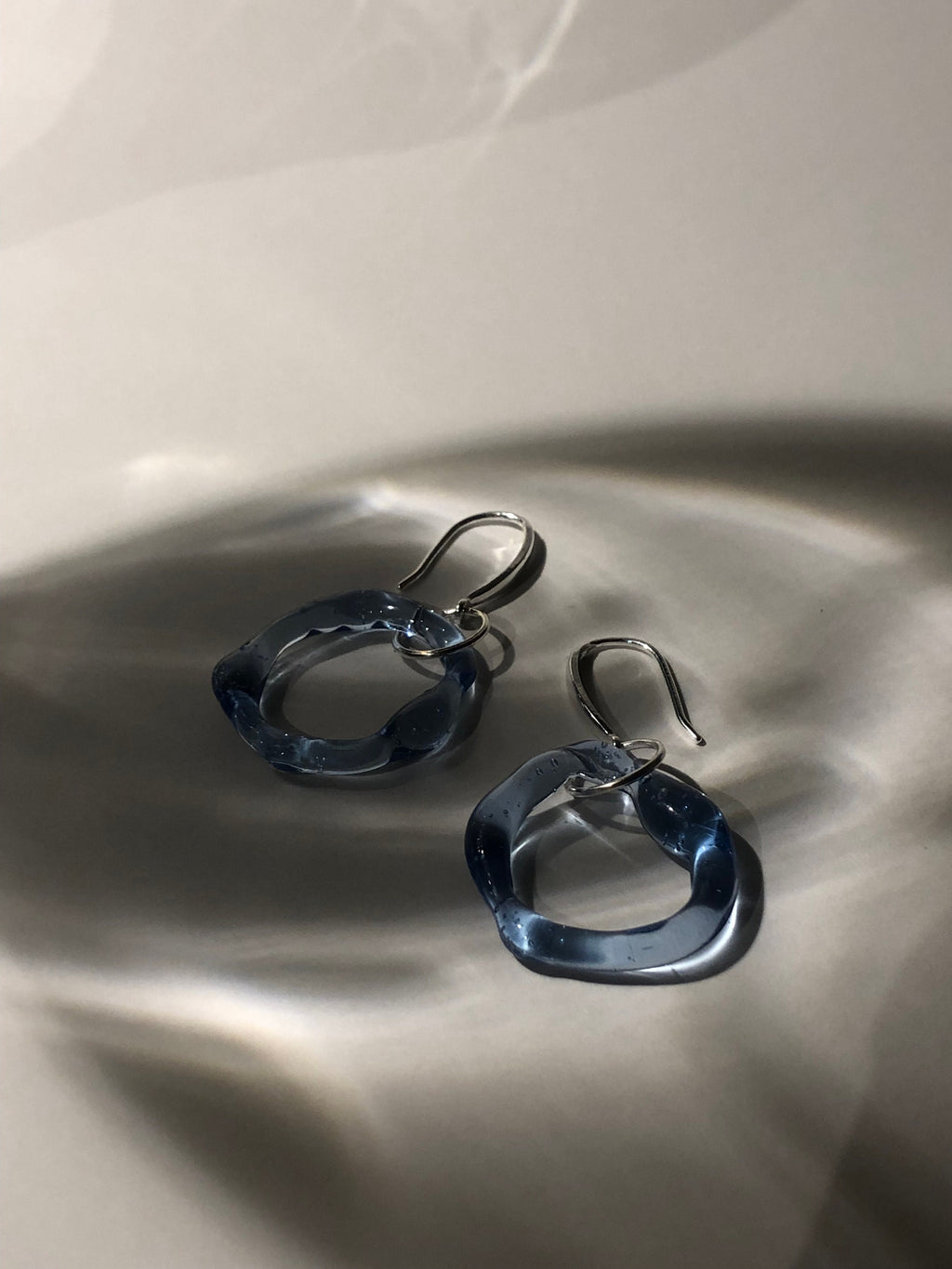 Blue circle Glass Earrings