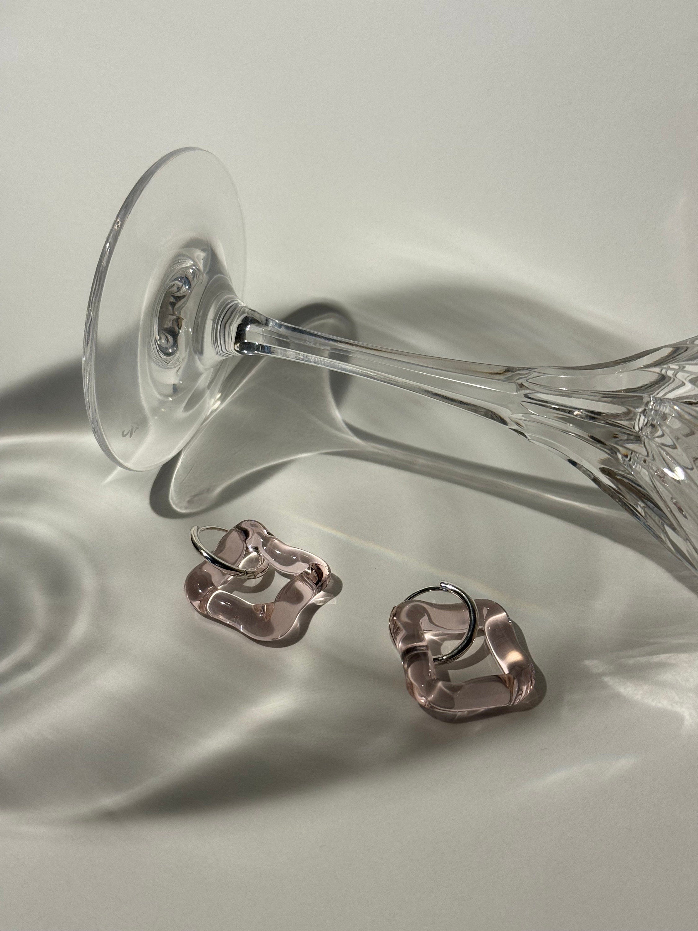 Square Rose Hoop Earrings