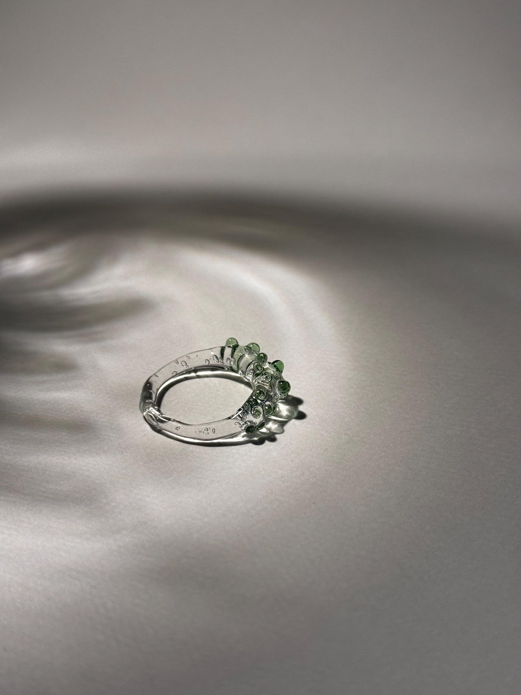 Green dotted Glass Ring