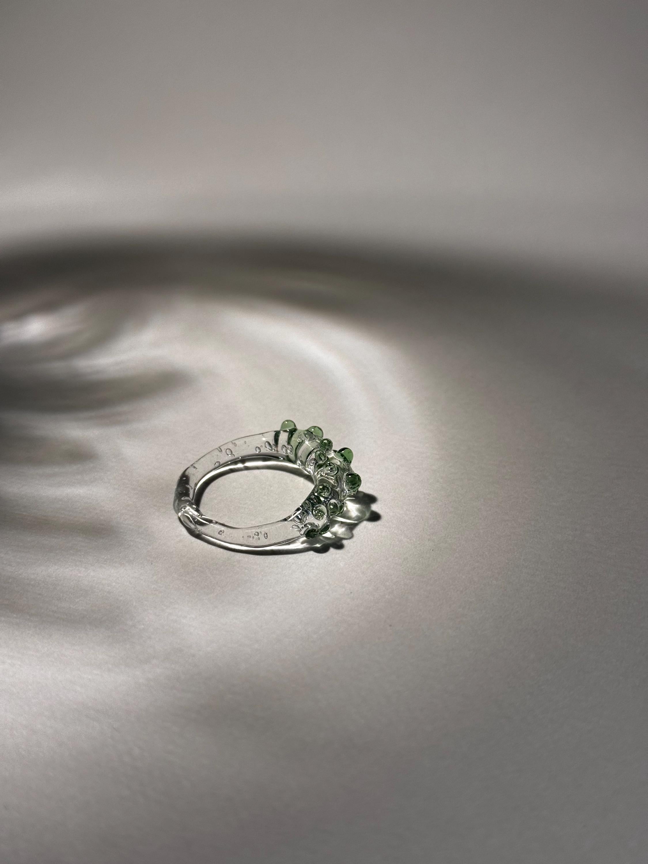 Green dotted Glass Ring
