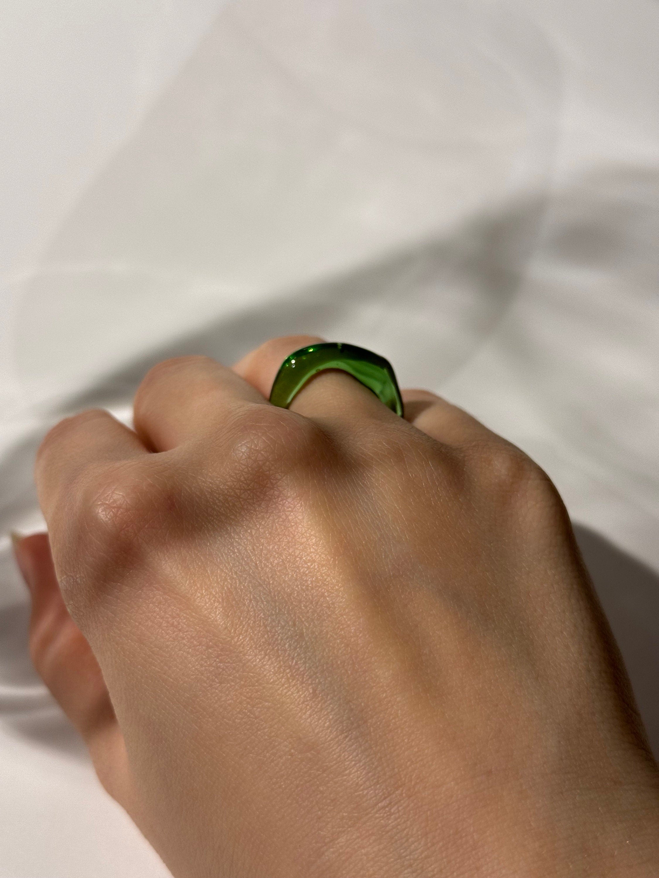 Vibrant Green Glass Ring