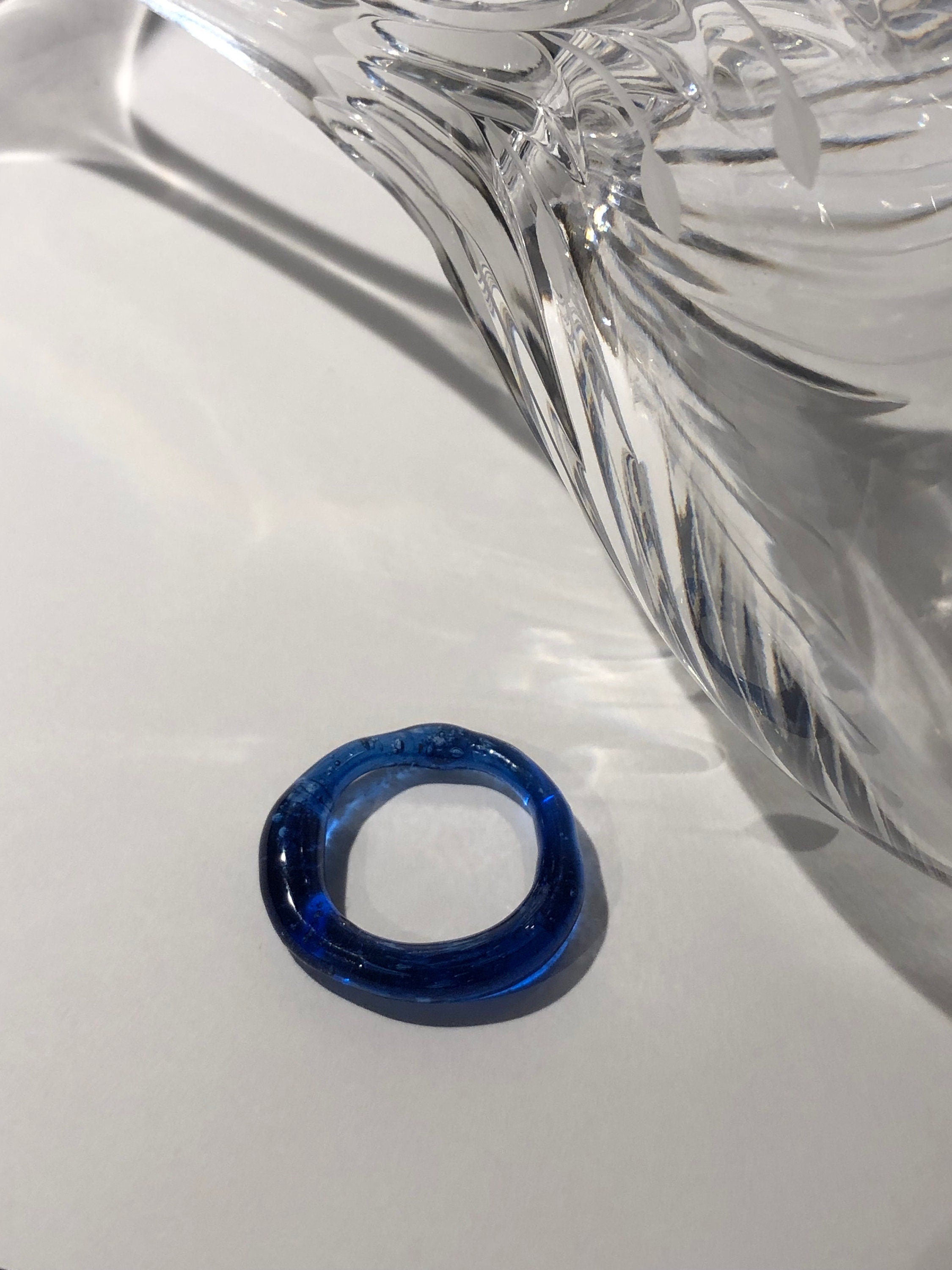 Deep blue Glass Ring