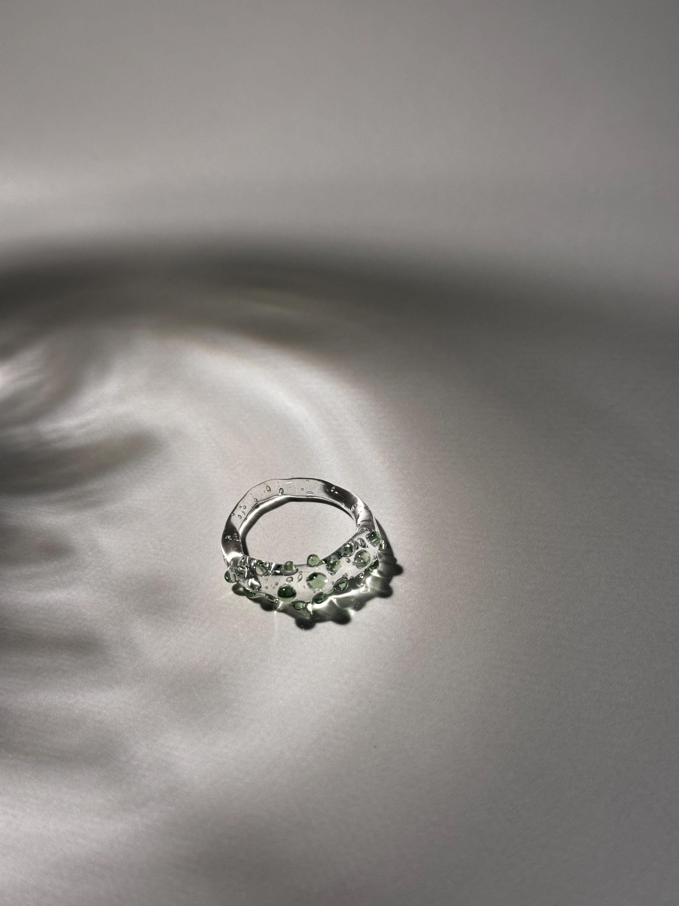 Green dotted Glass Ring