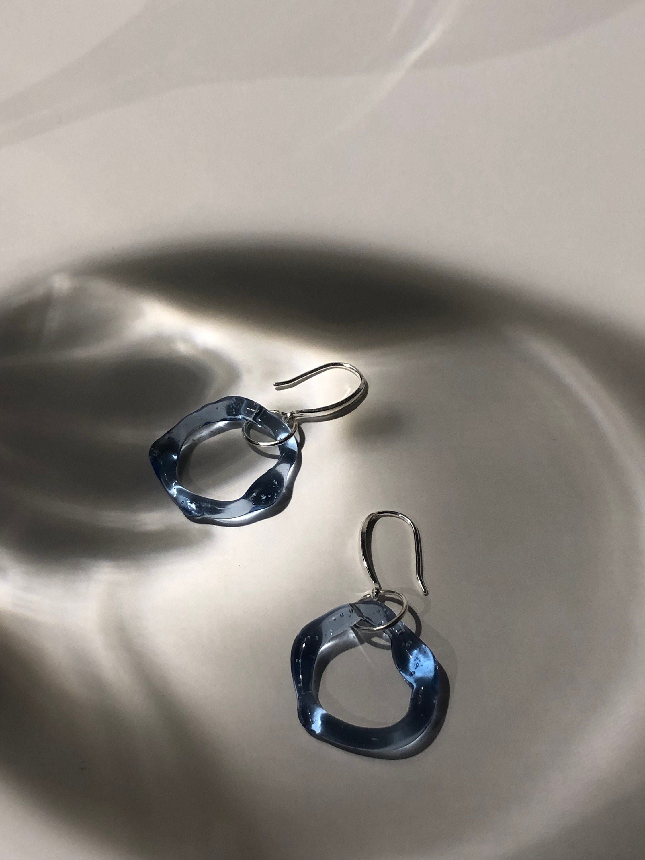 Blue circle Glass Earrings