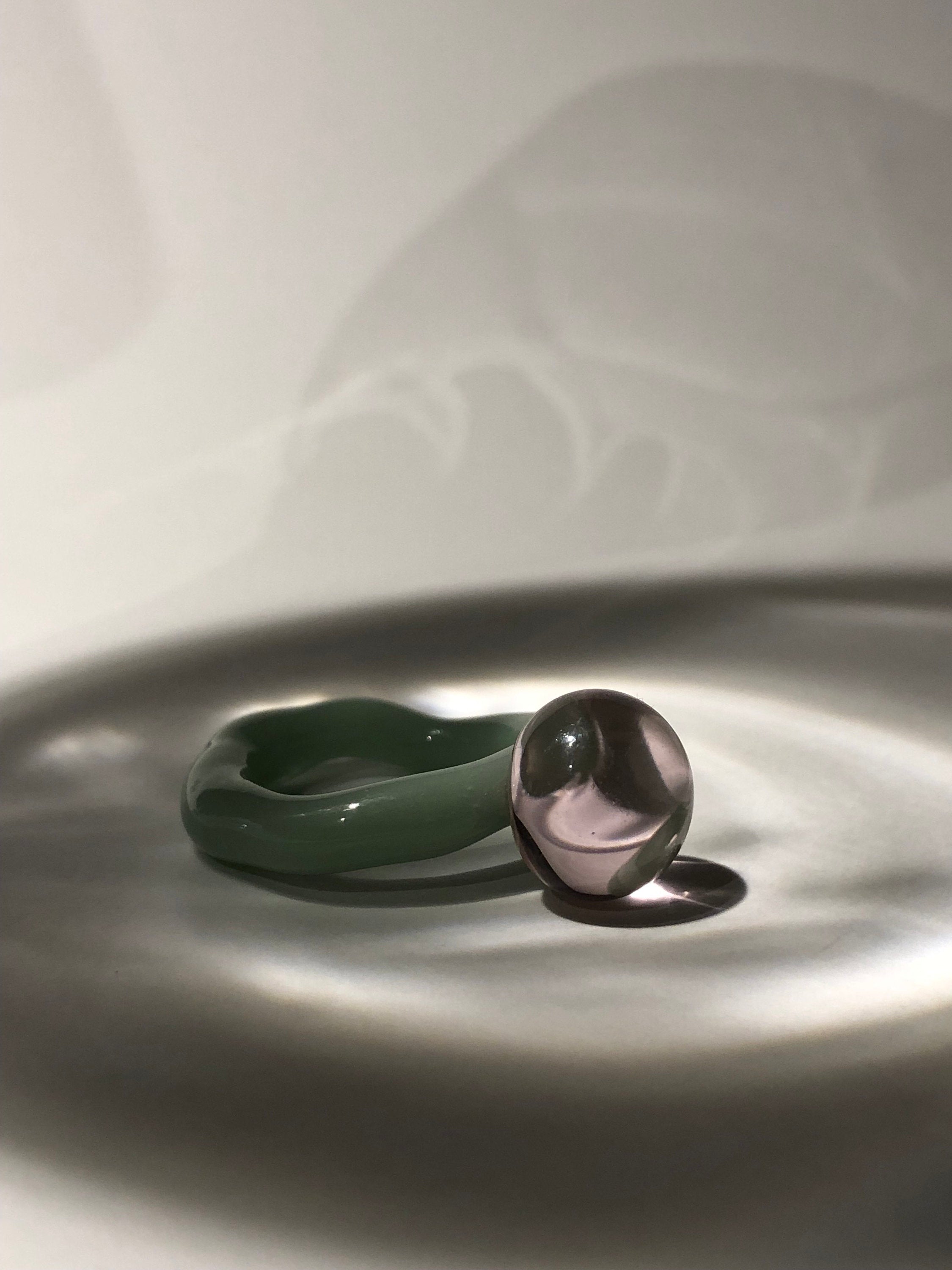 Bubbly mint and rose glass ring