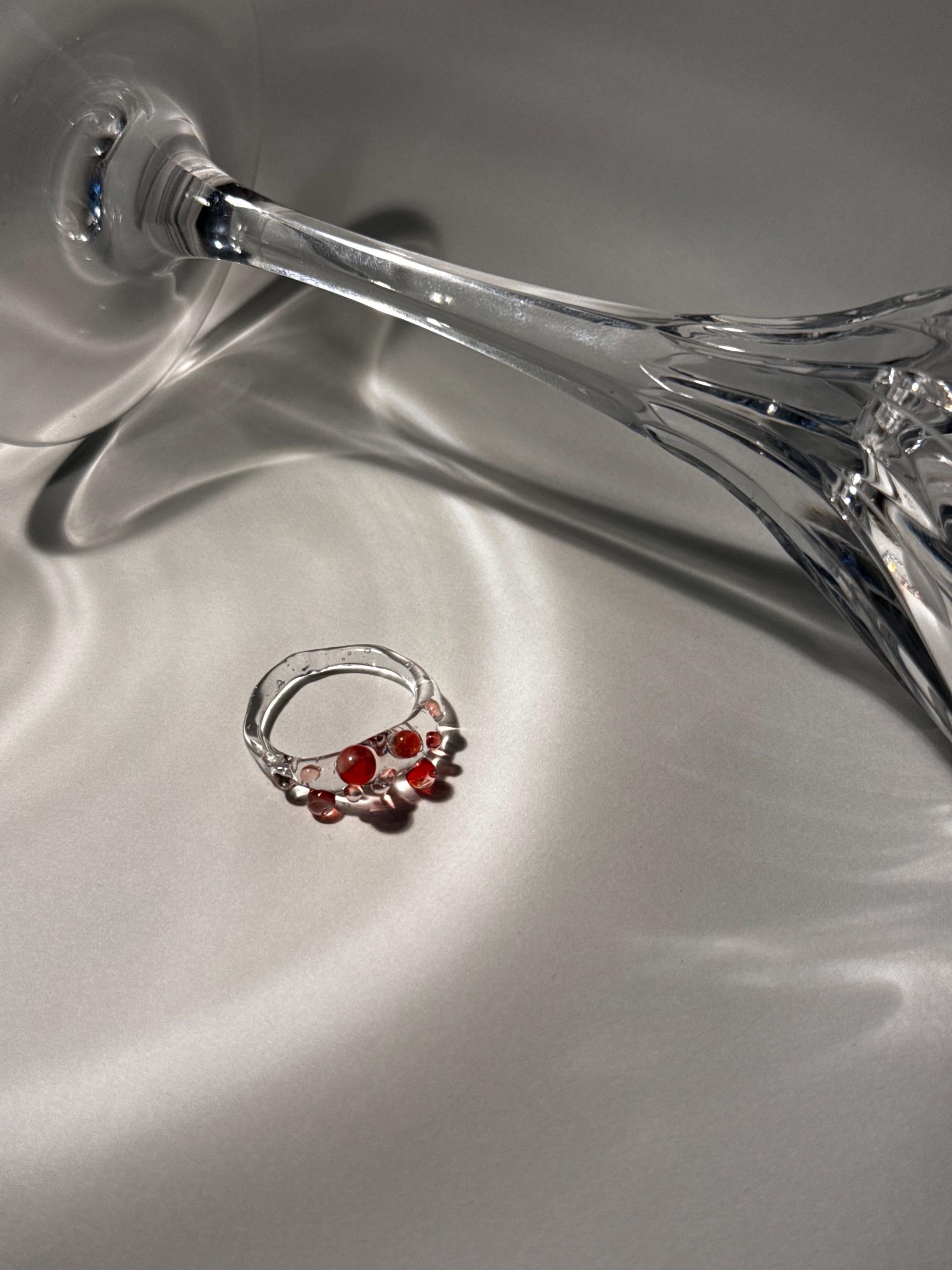 Red dotted Glass Ring