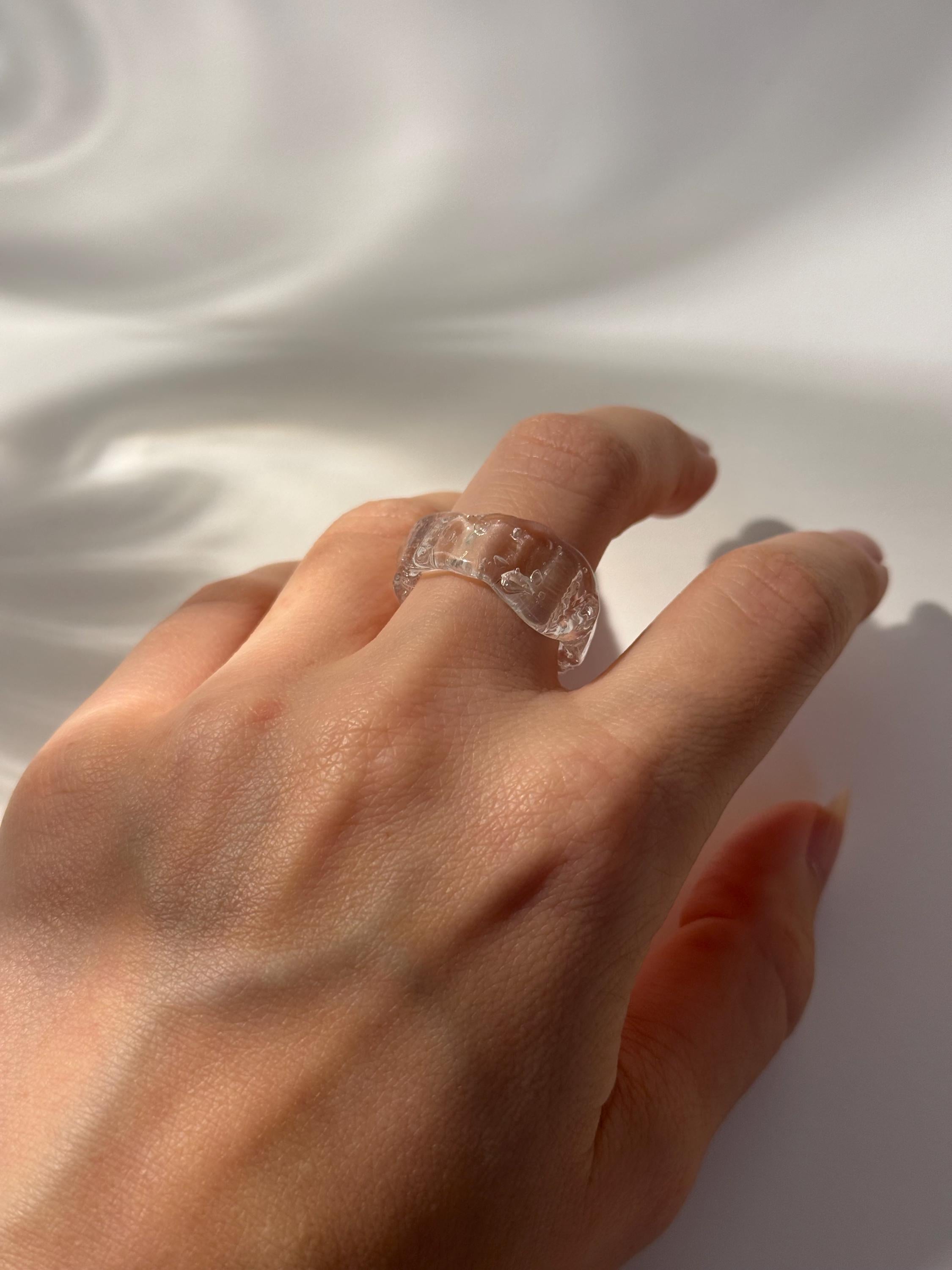 Clear Rustic Glass Ring