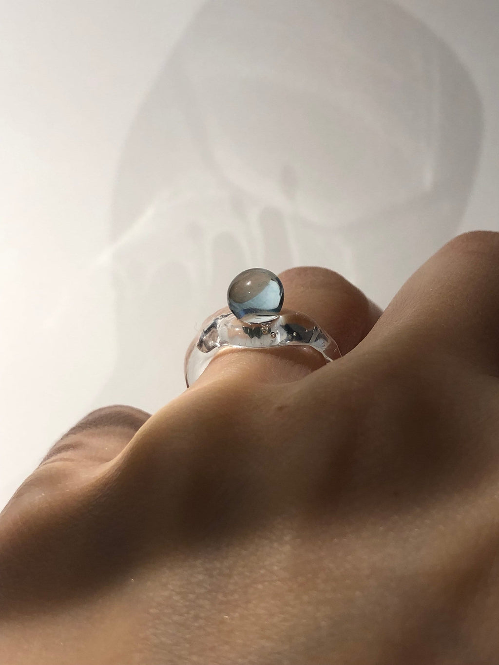 Light Blue Bubble Glass Ring