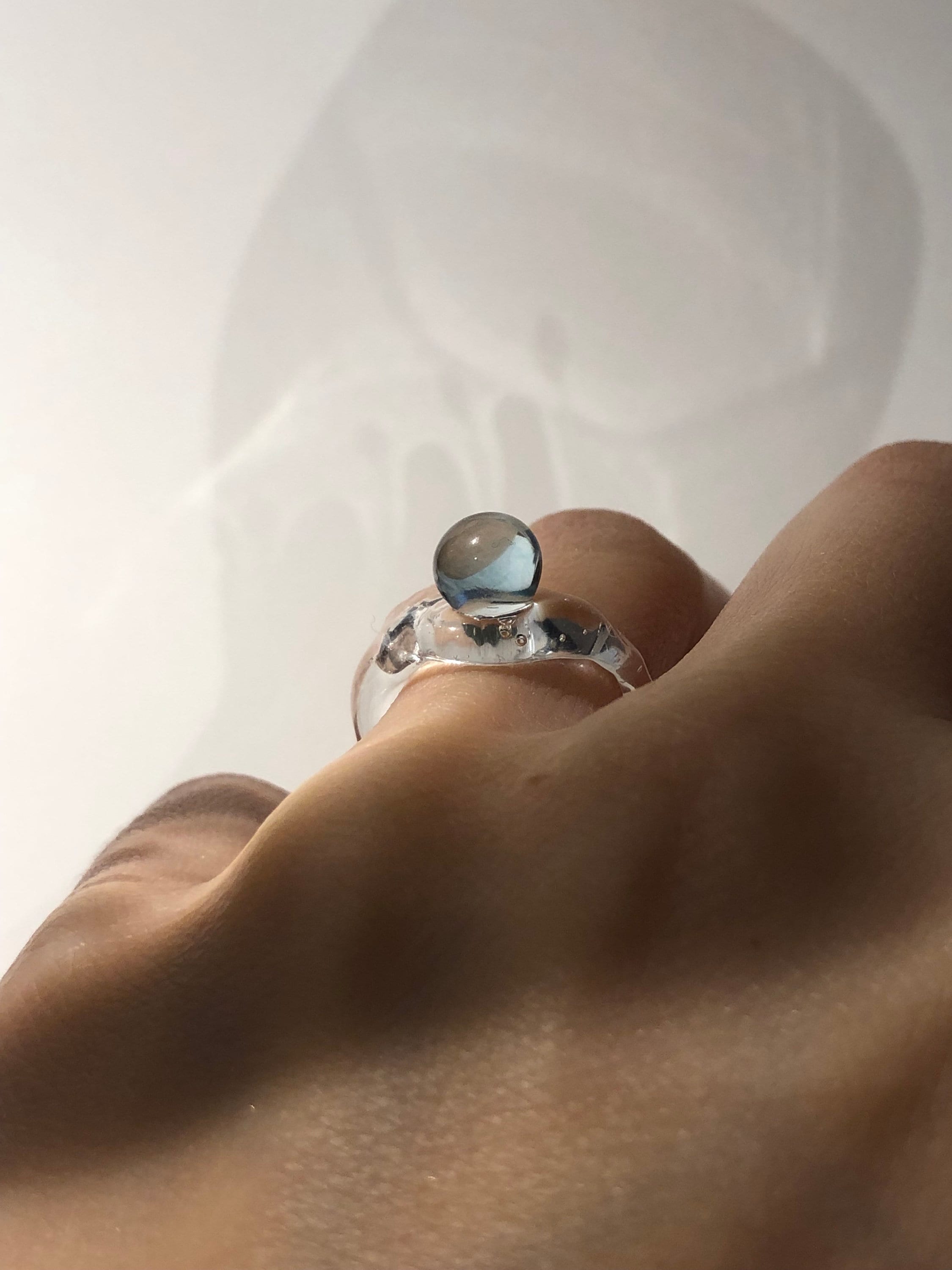 Light Blue Bubble Glass Ring