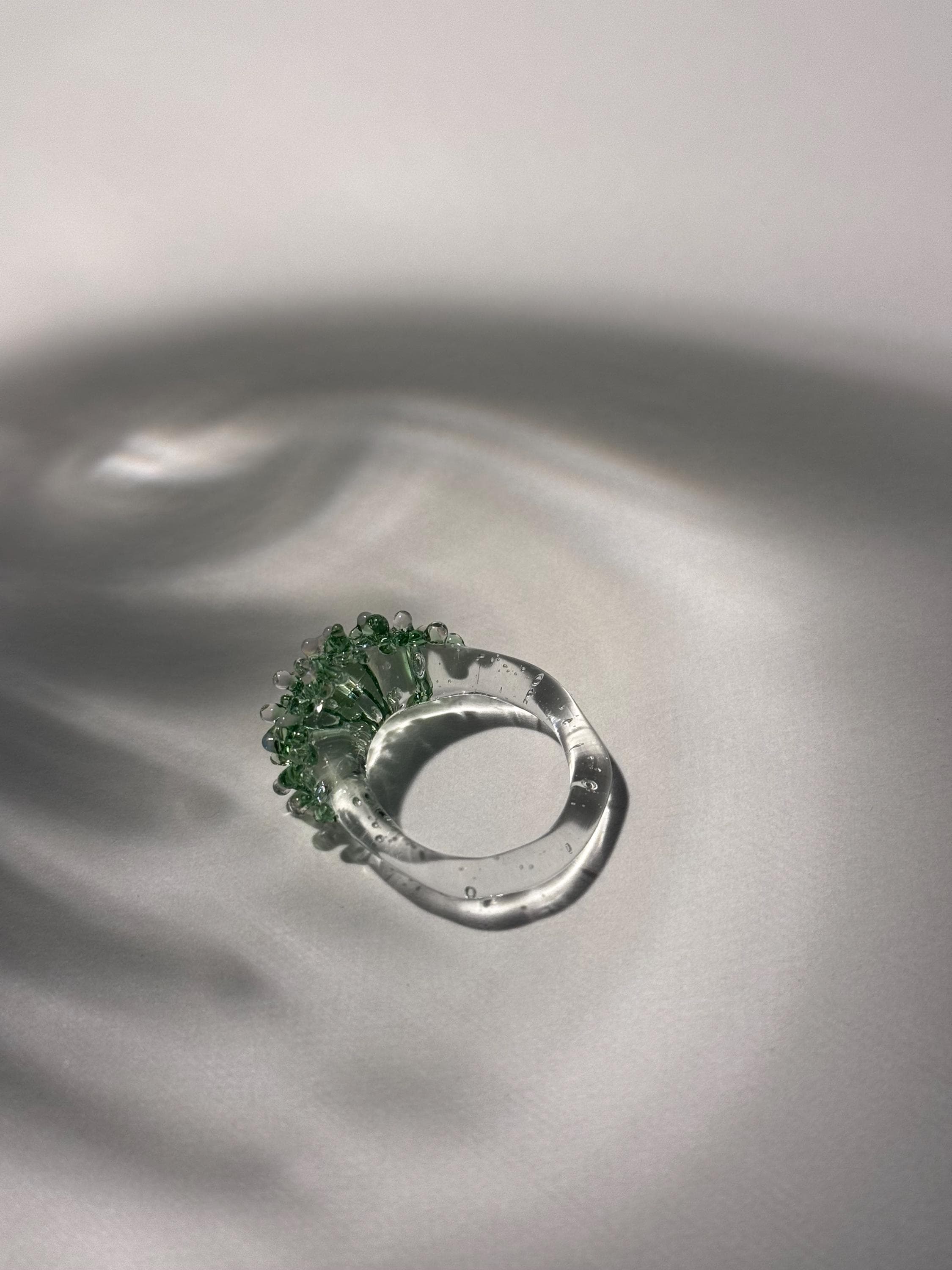 Green and rose sprinkled Glass Ring