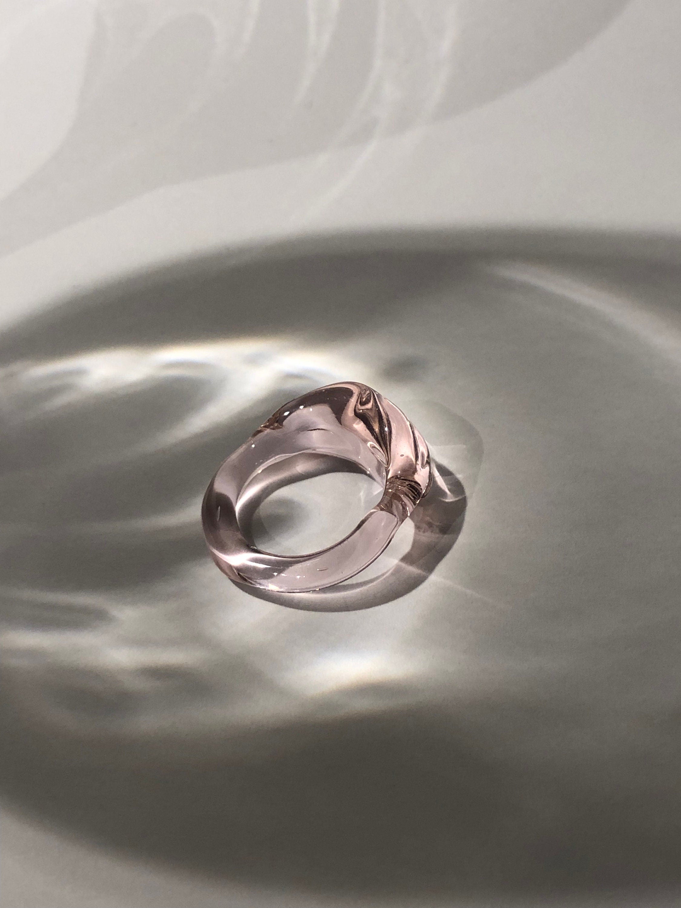 Chunky Rose Glass Ring