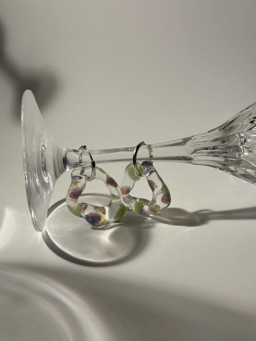 Squishy Green and Lilac Dotted Hoops