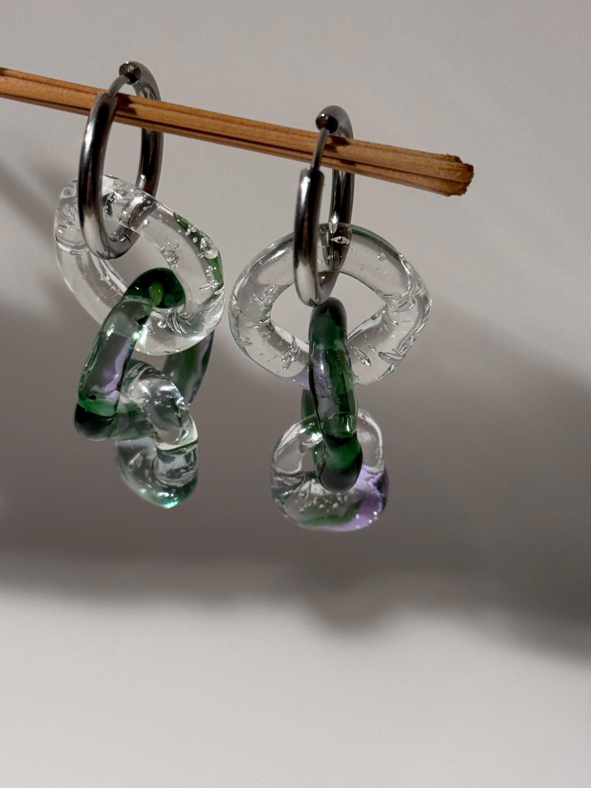 Purple and Green Earrings