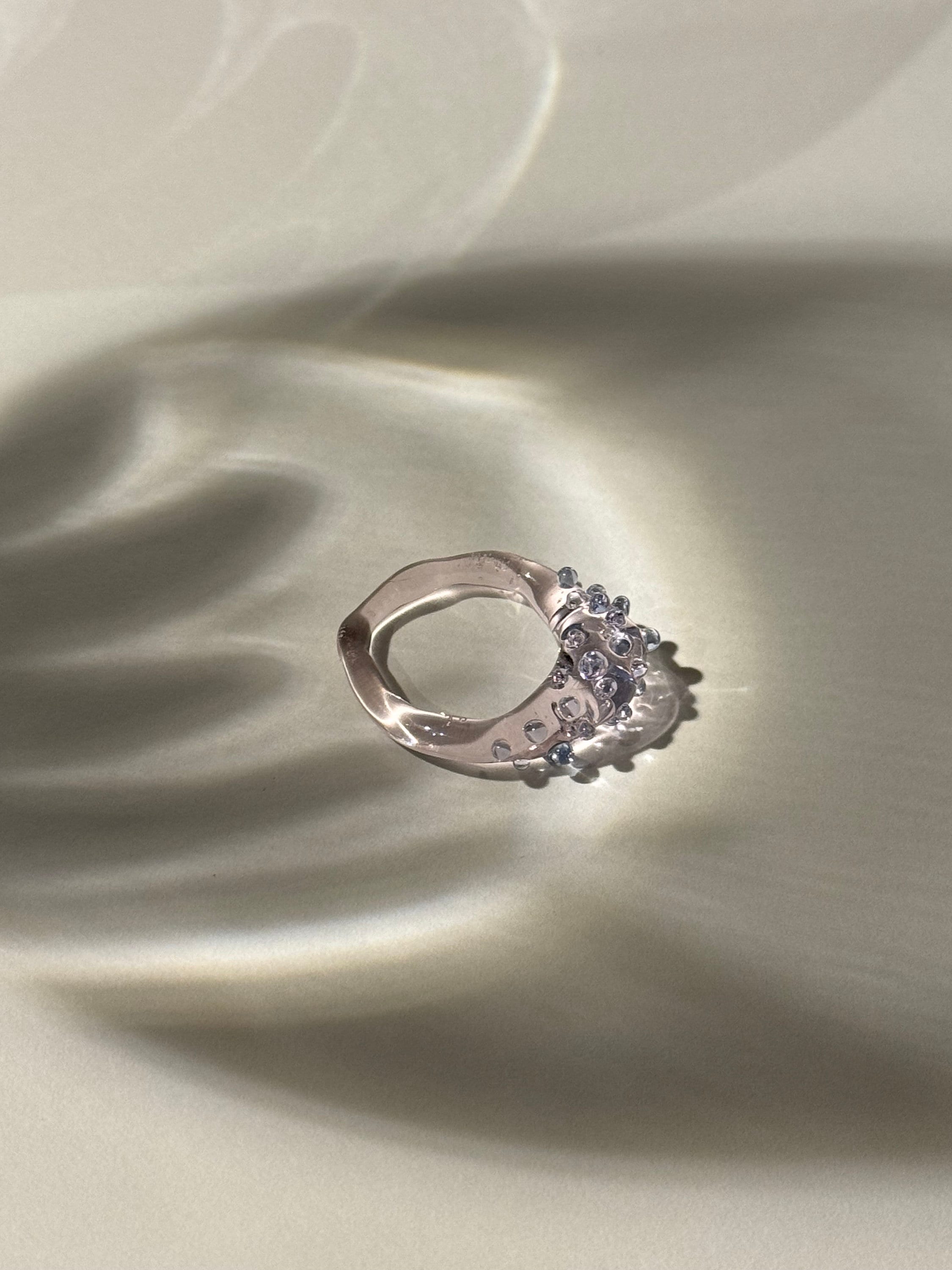 Rose and Purple Dotted Glass Ring