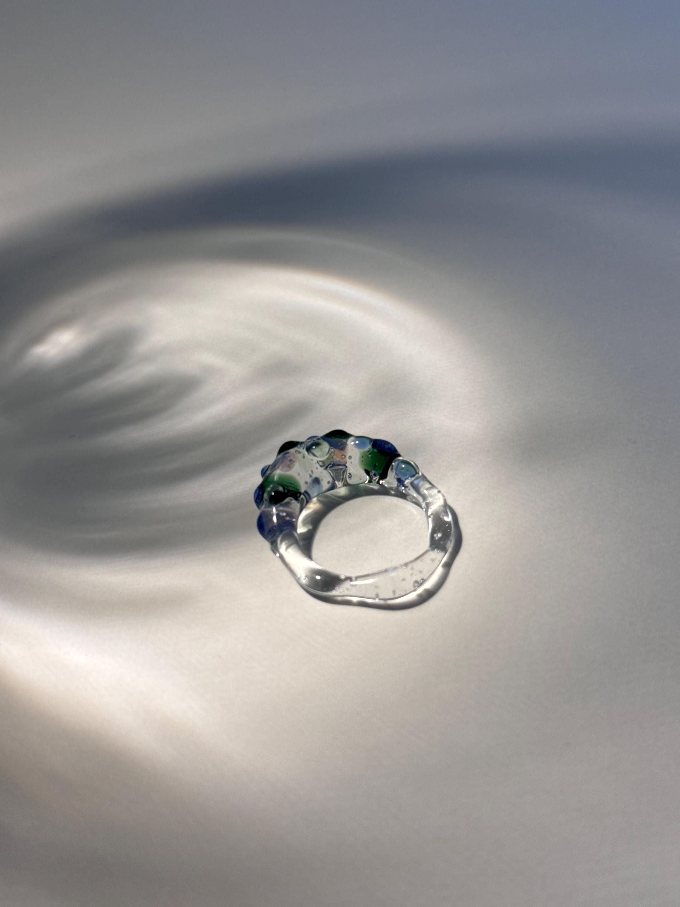 Soft colourful dotted Glass Ring