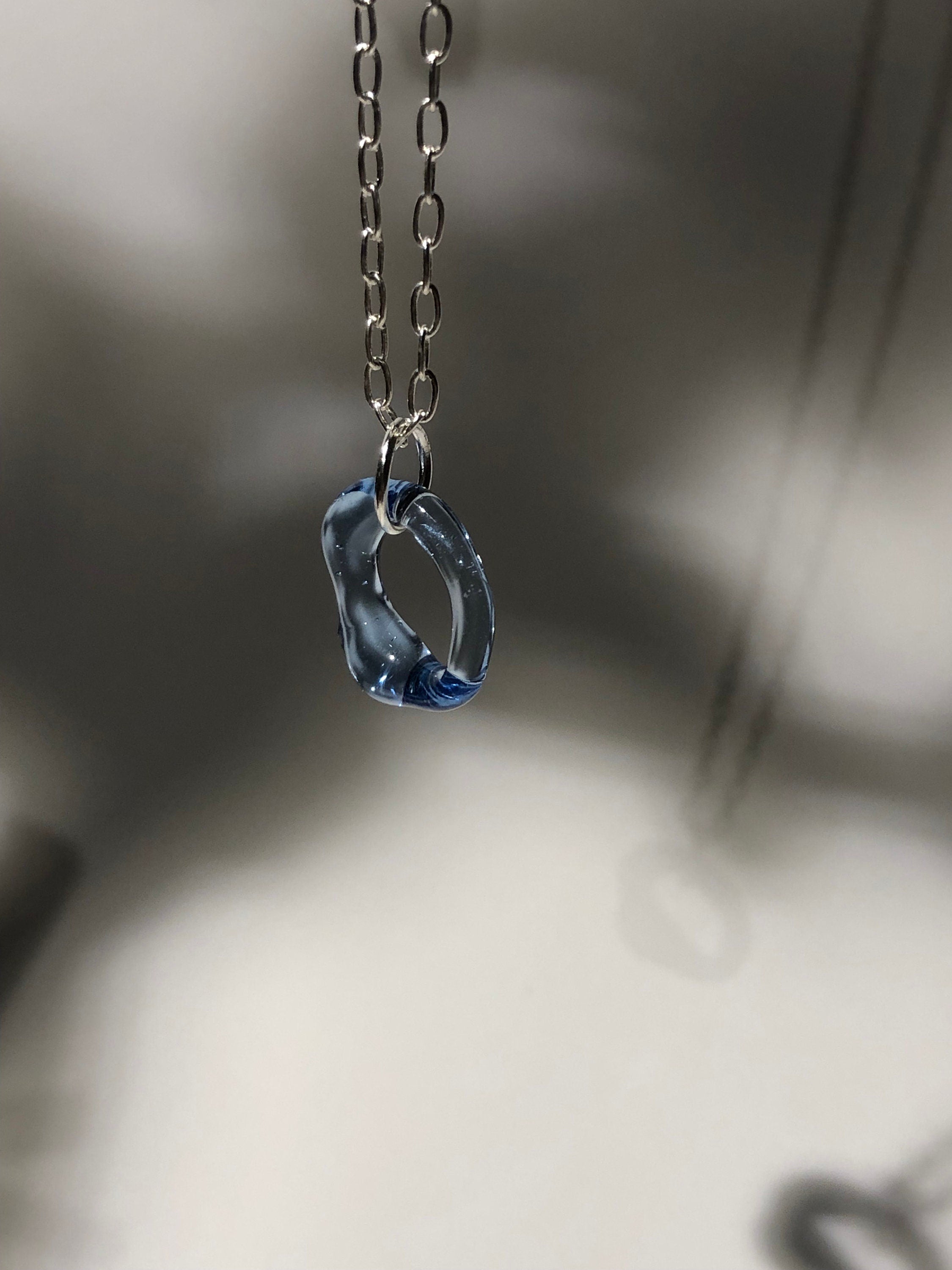 Charming Tiny Blue Glass Pendant
