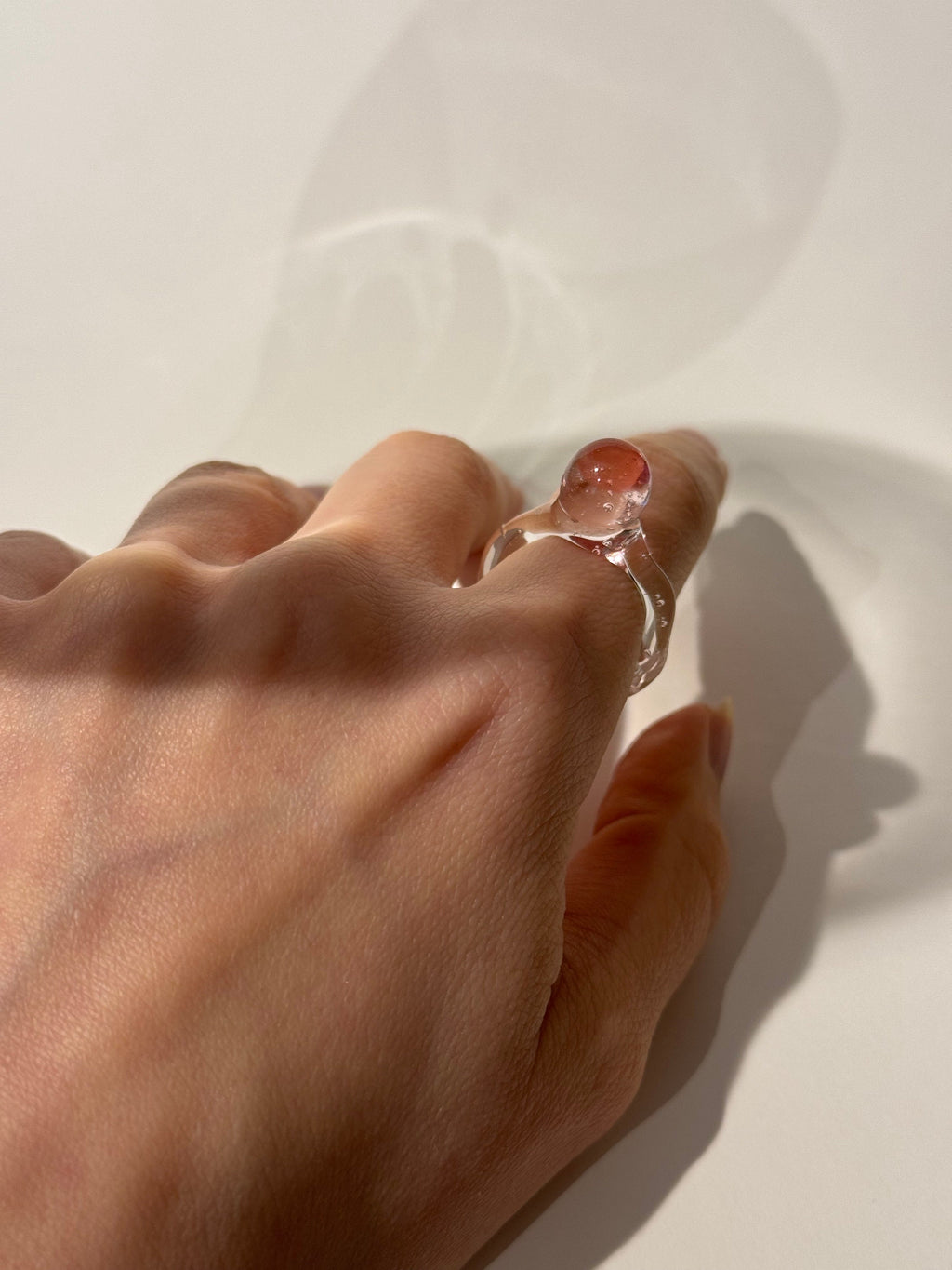 Red and Rose Layered  Glass Ring