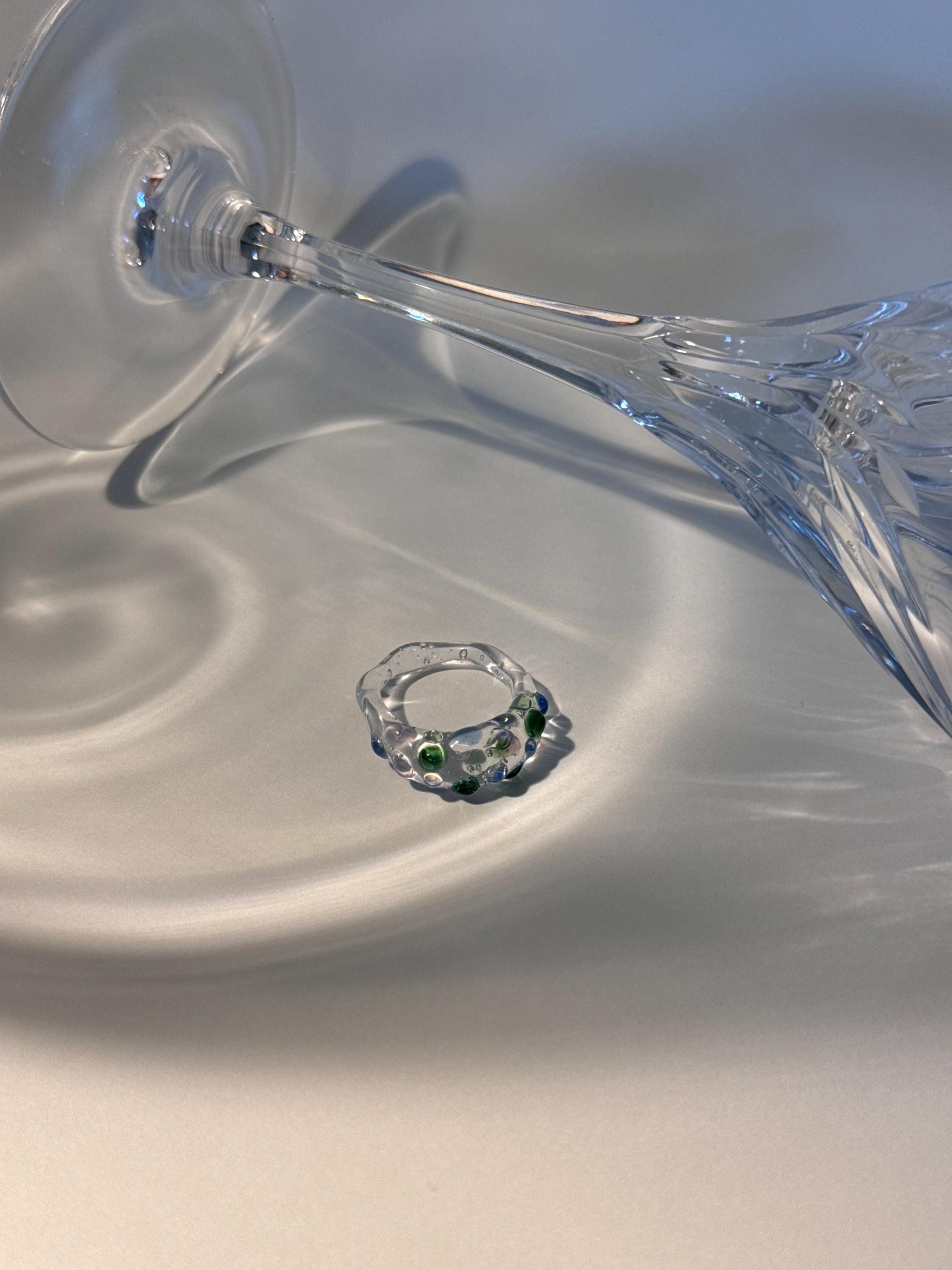 Soft colourful dotted Glass Ring