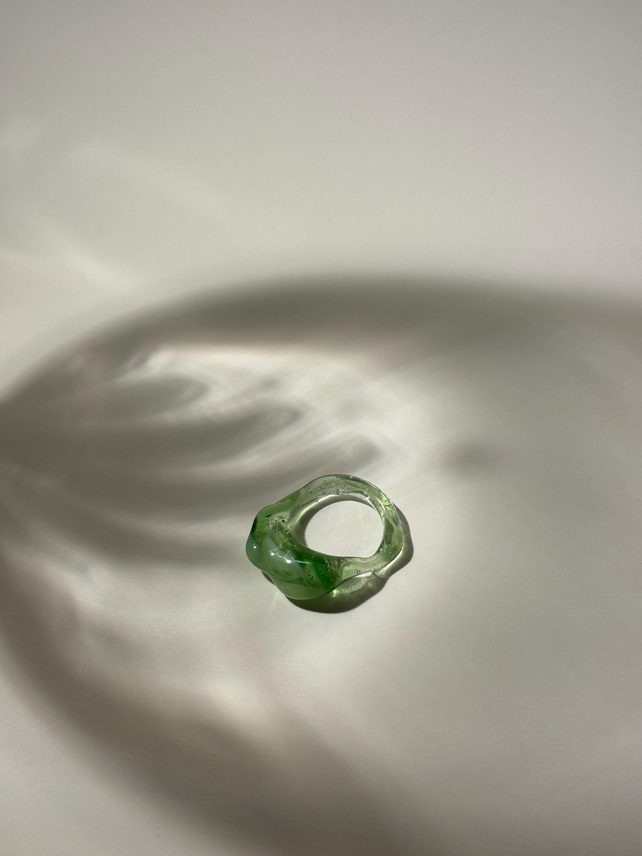 Layered Green Glass Ring