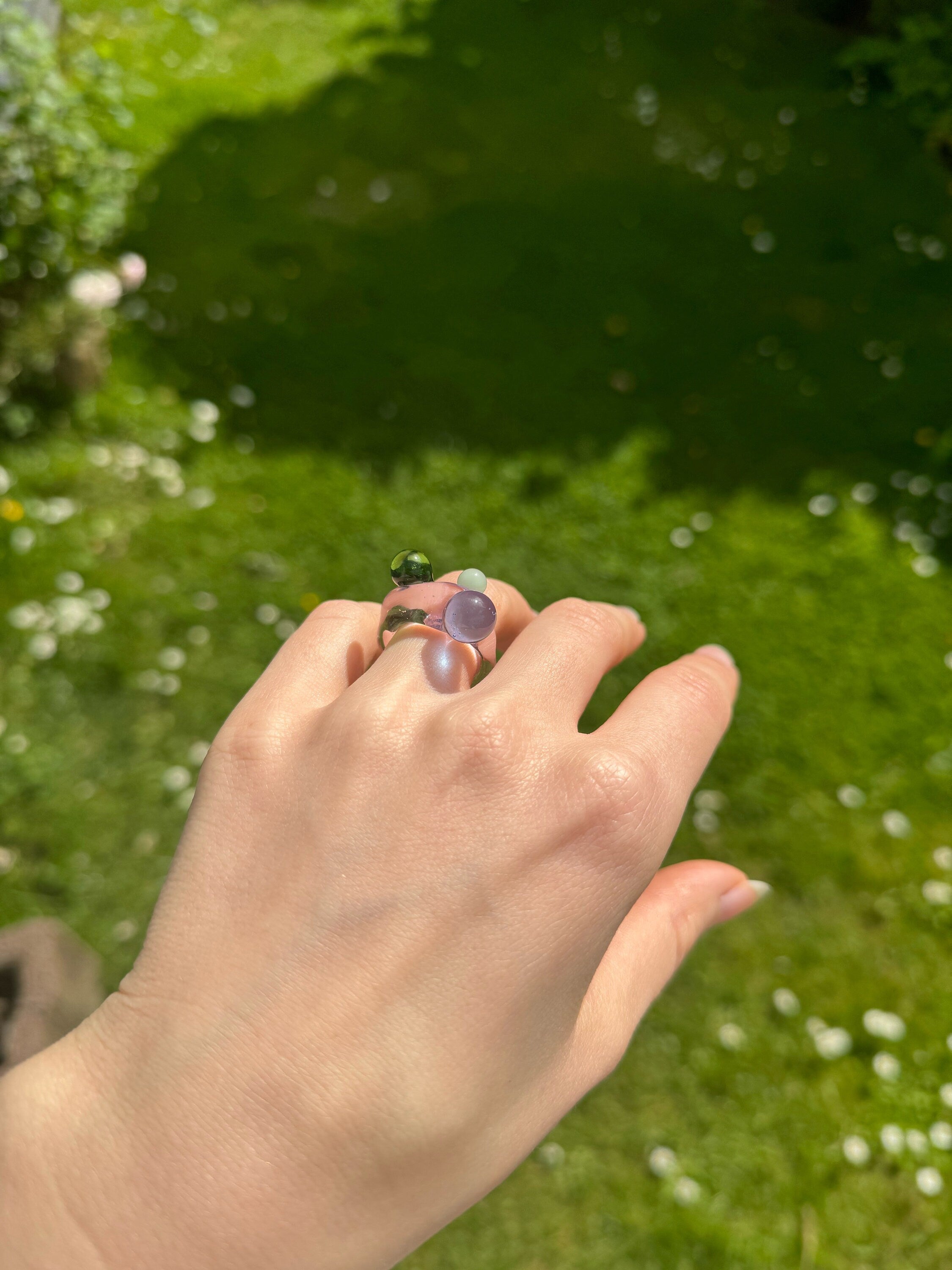 Playful colourful Glass Ring