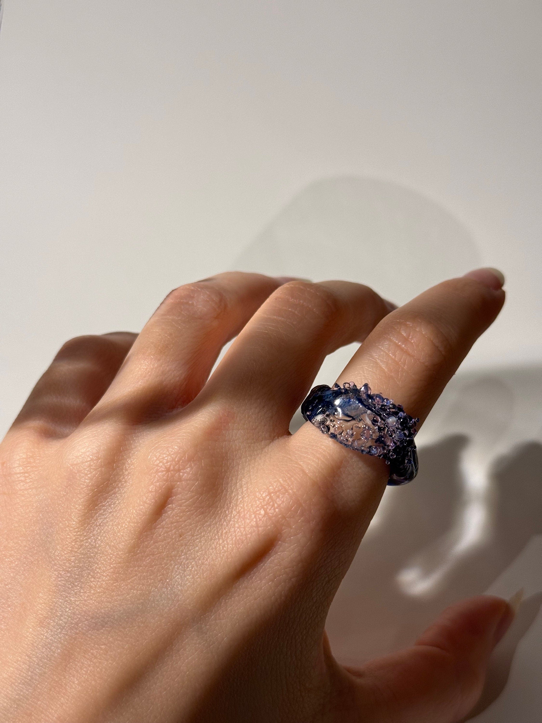 Rose Sunset Seafoam Glass Ring