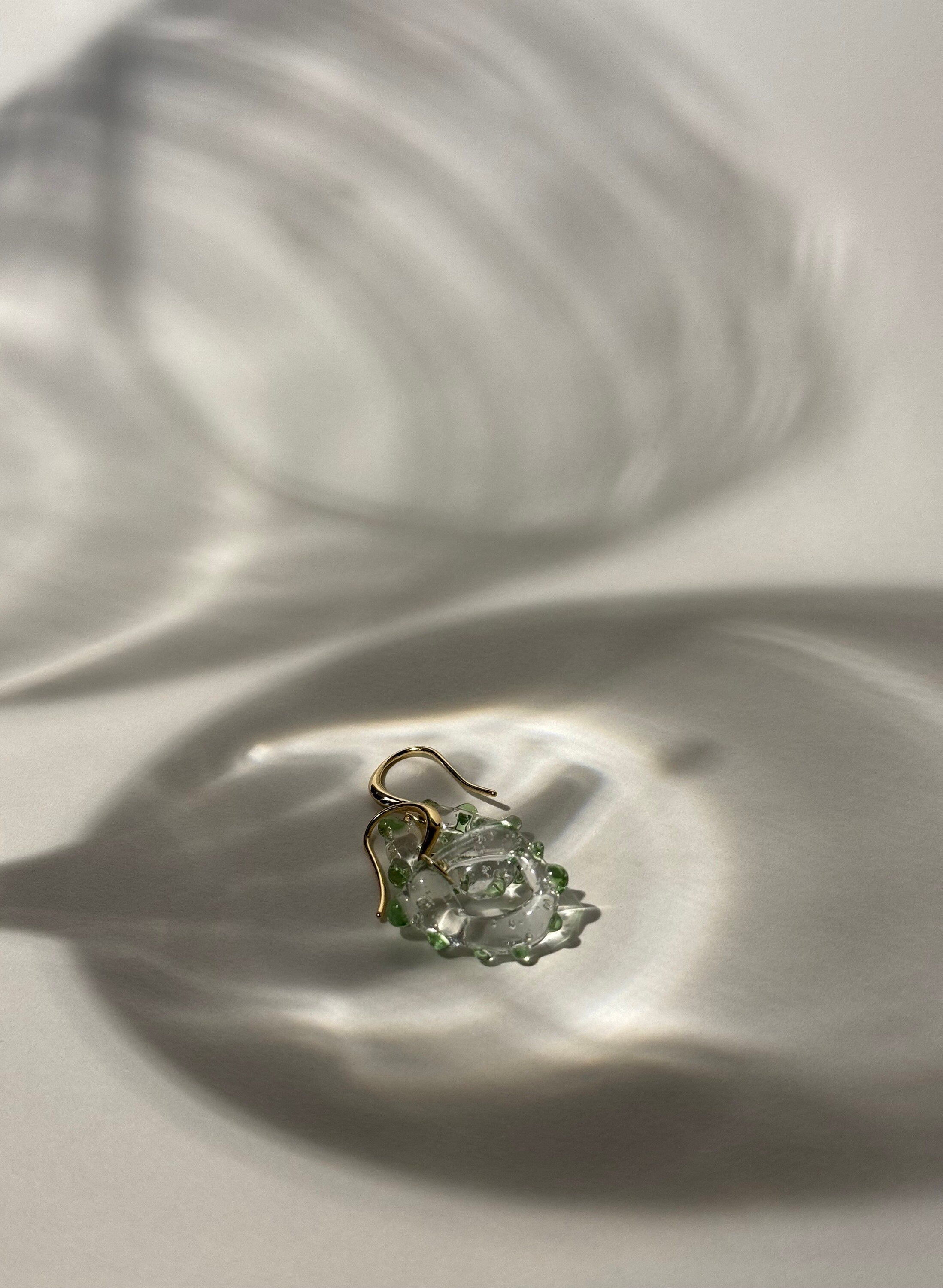 Green dotted Glass Earrings