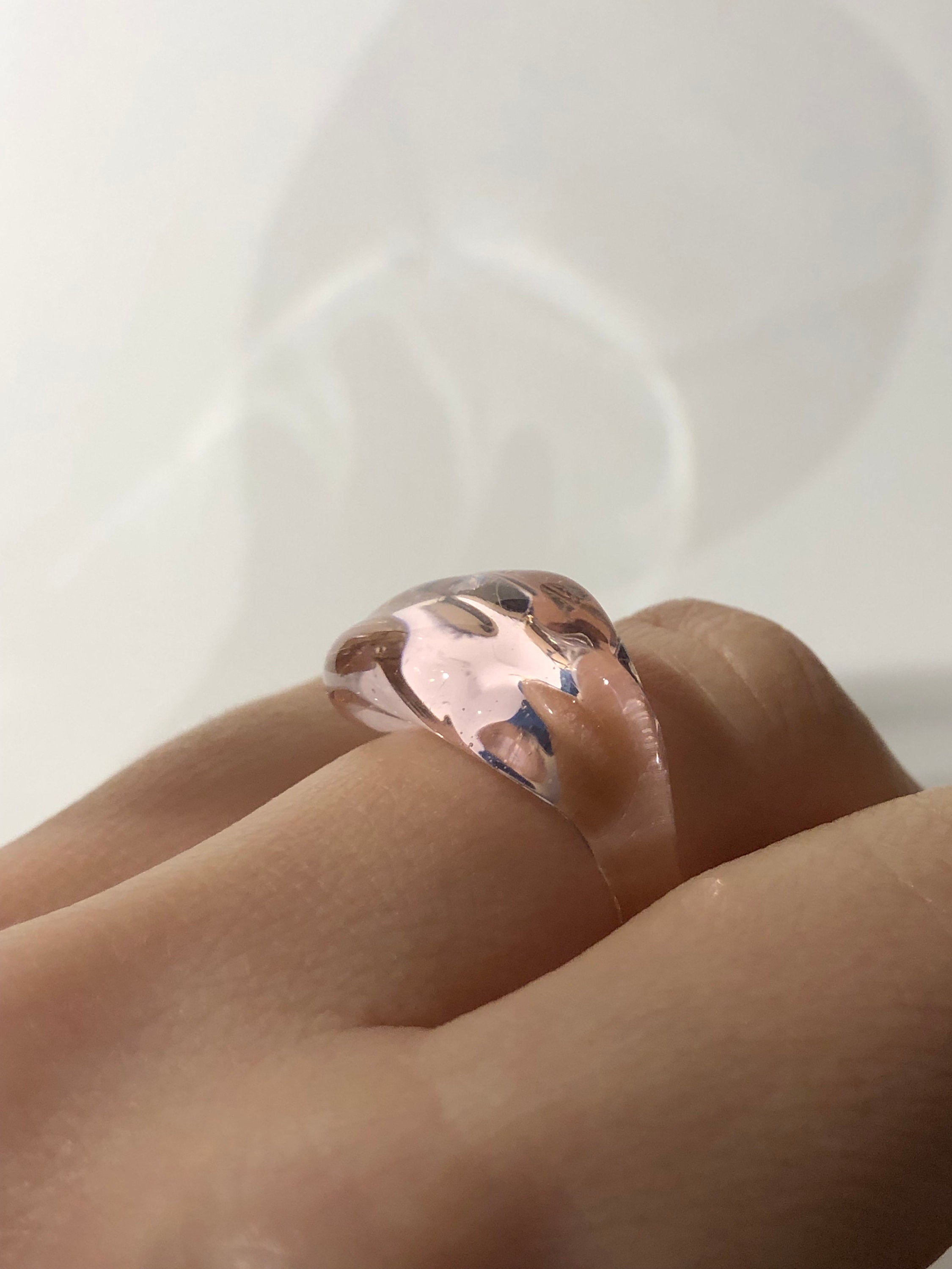 Chunky Rose Glass Ring