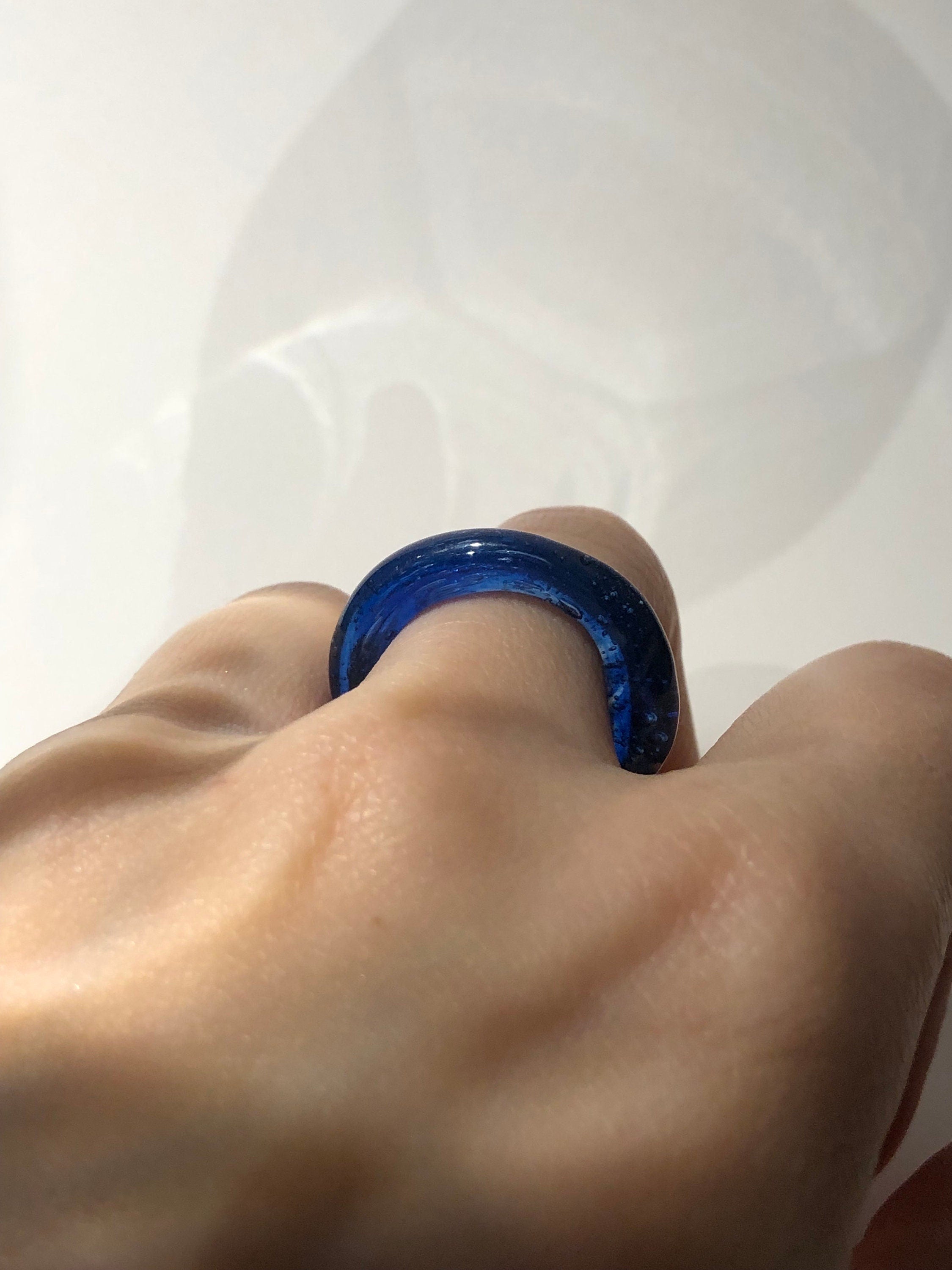 Deep blue Glass Ring
