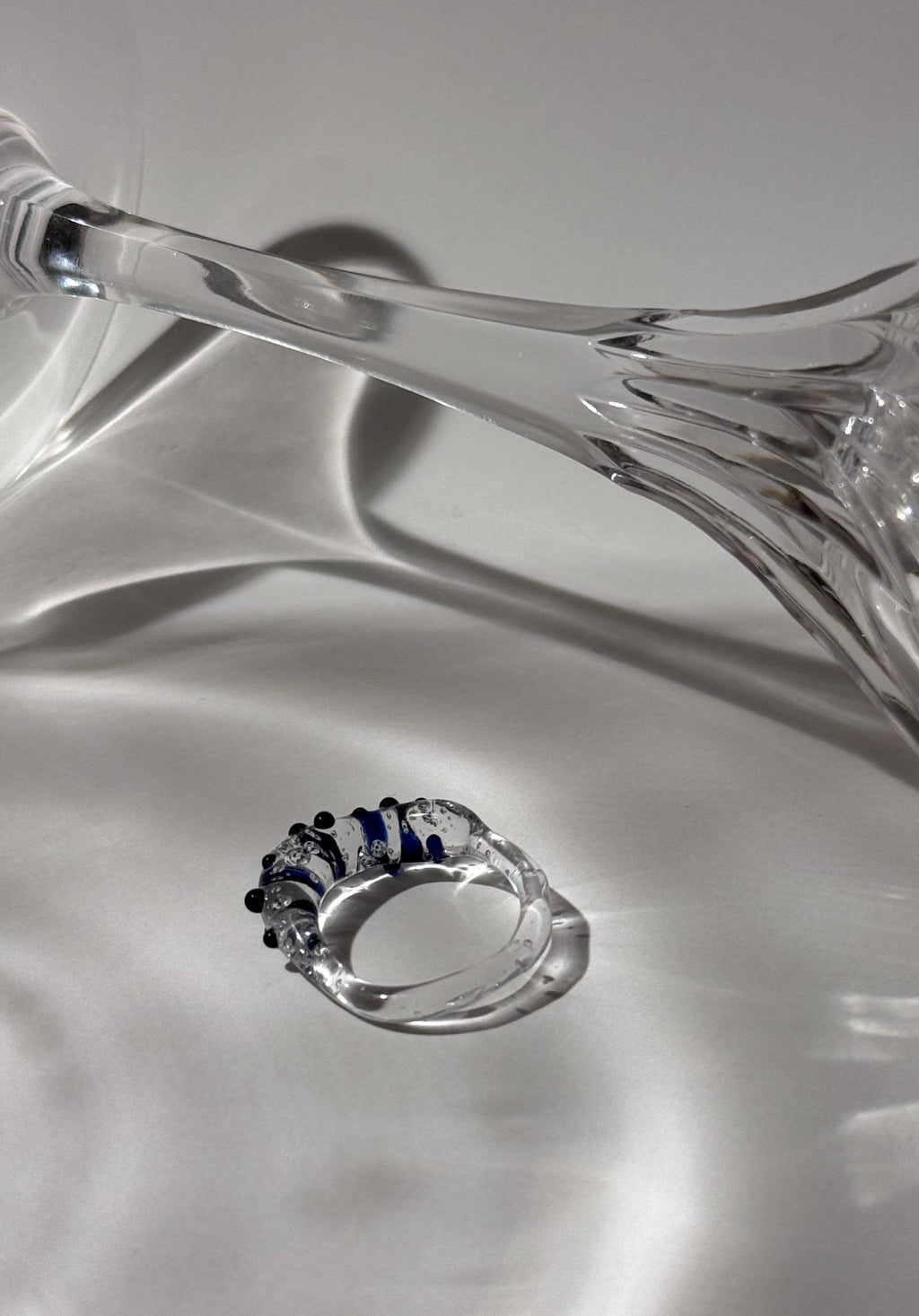 Deep blue dotted Glass Ring