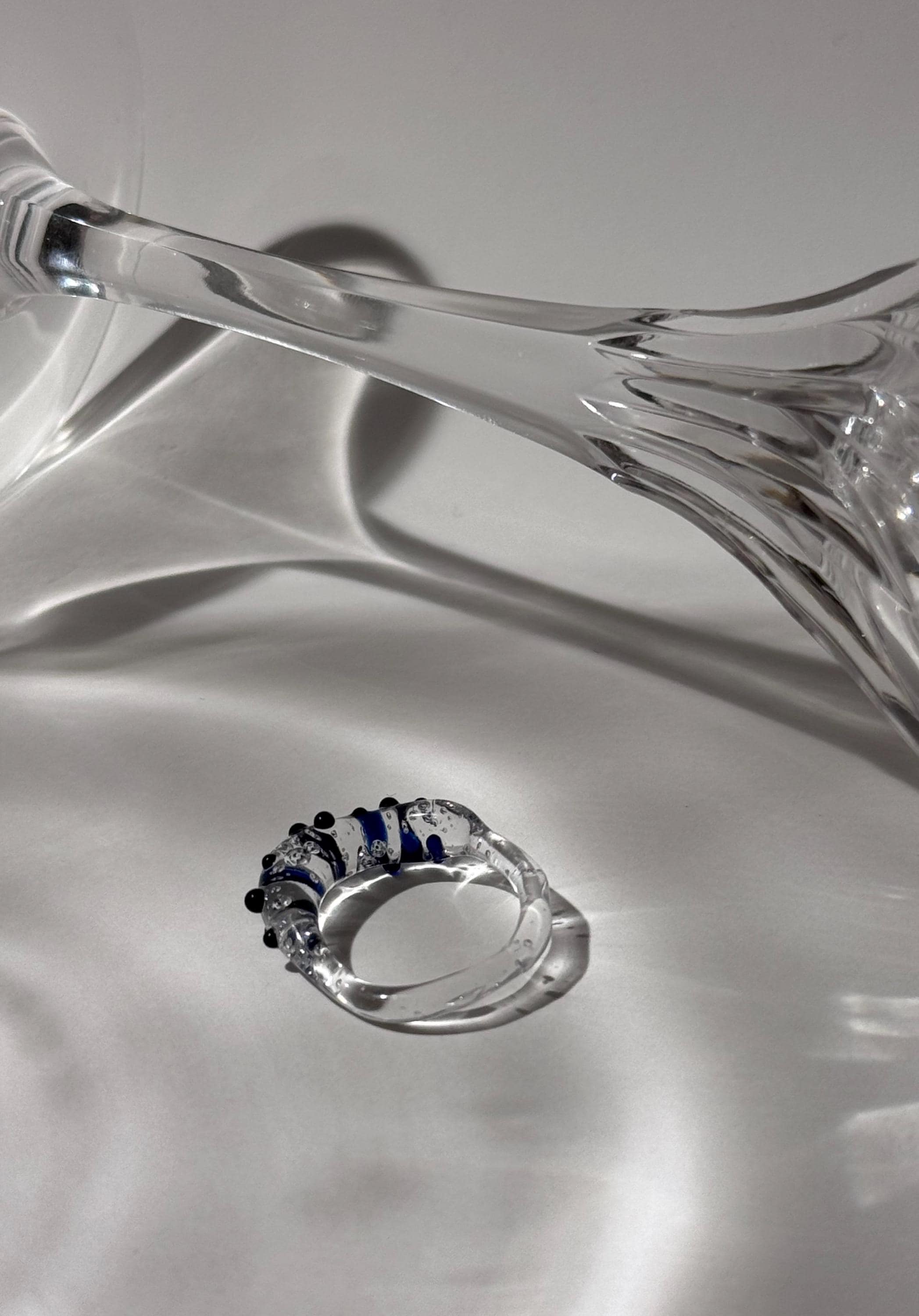 Deep blue dotted Glass Ring