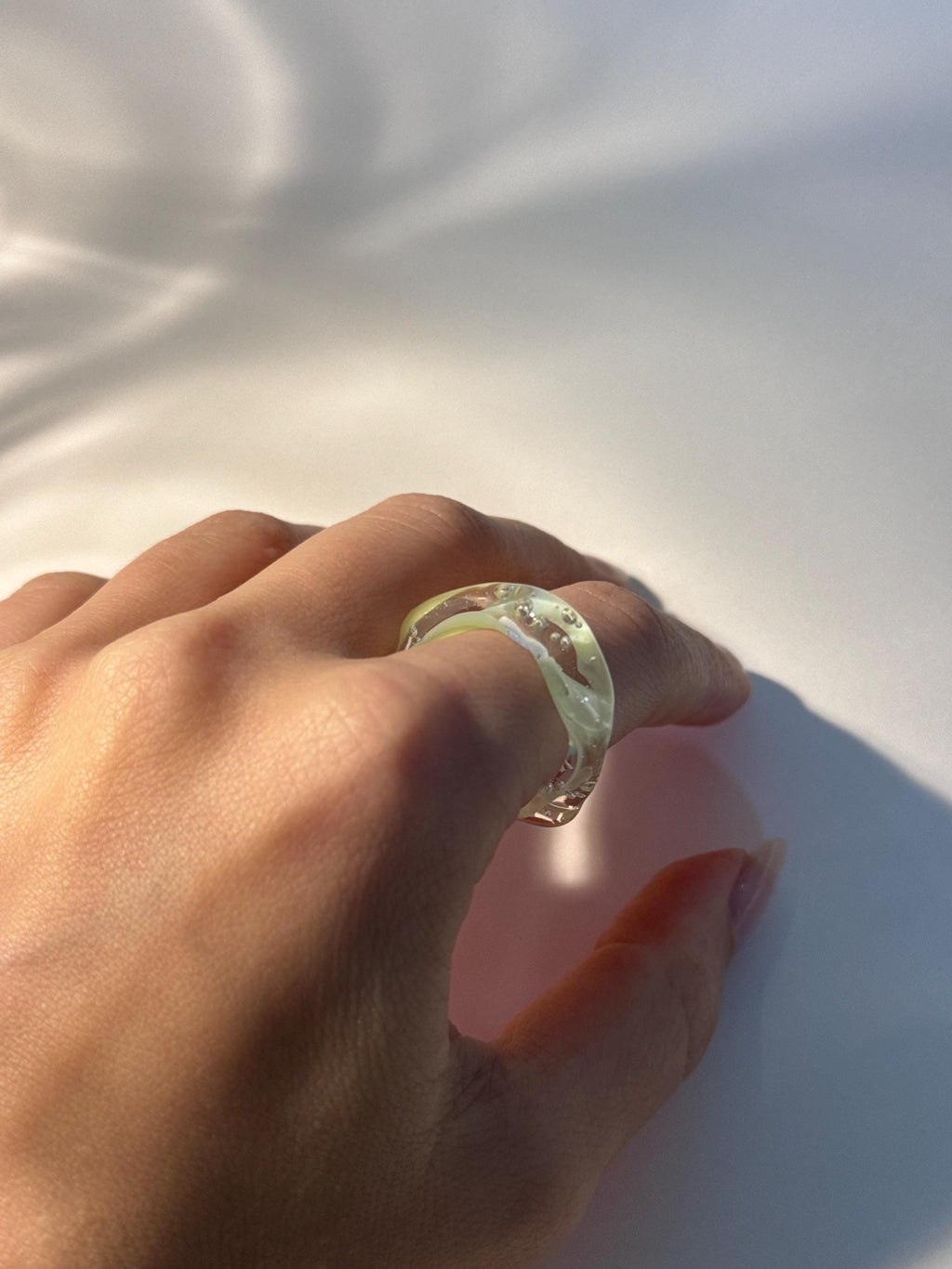 Mint Green Matcha swirl Glass Ring