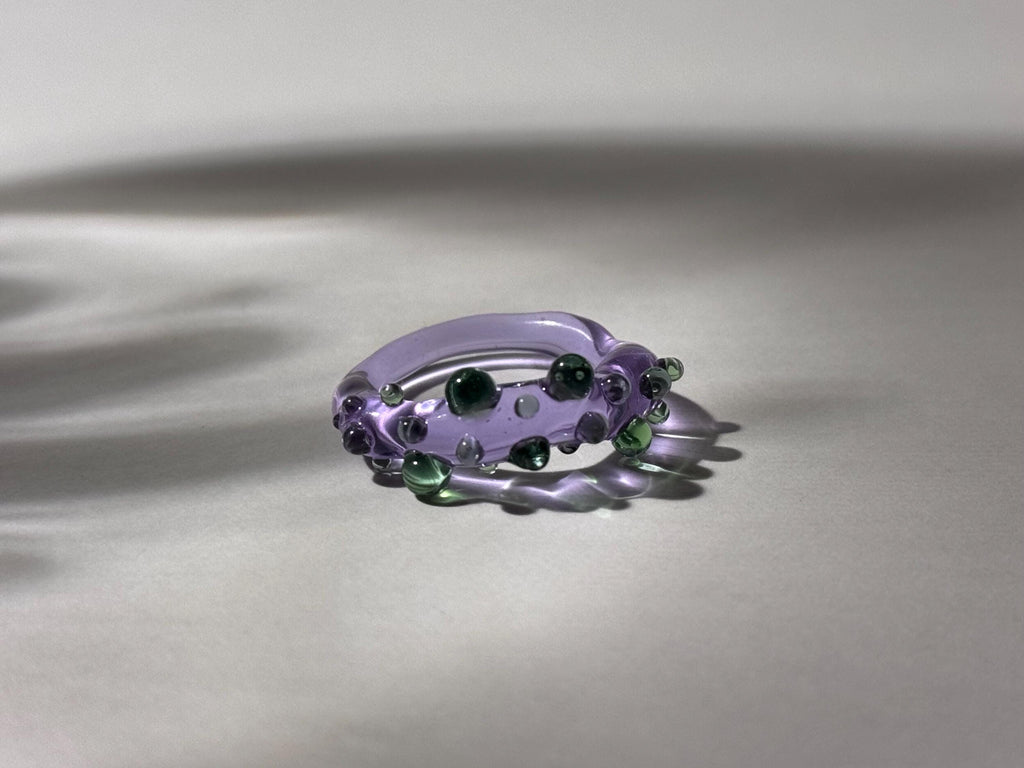Purple and green dotted Glass Ring