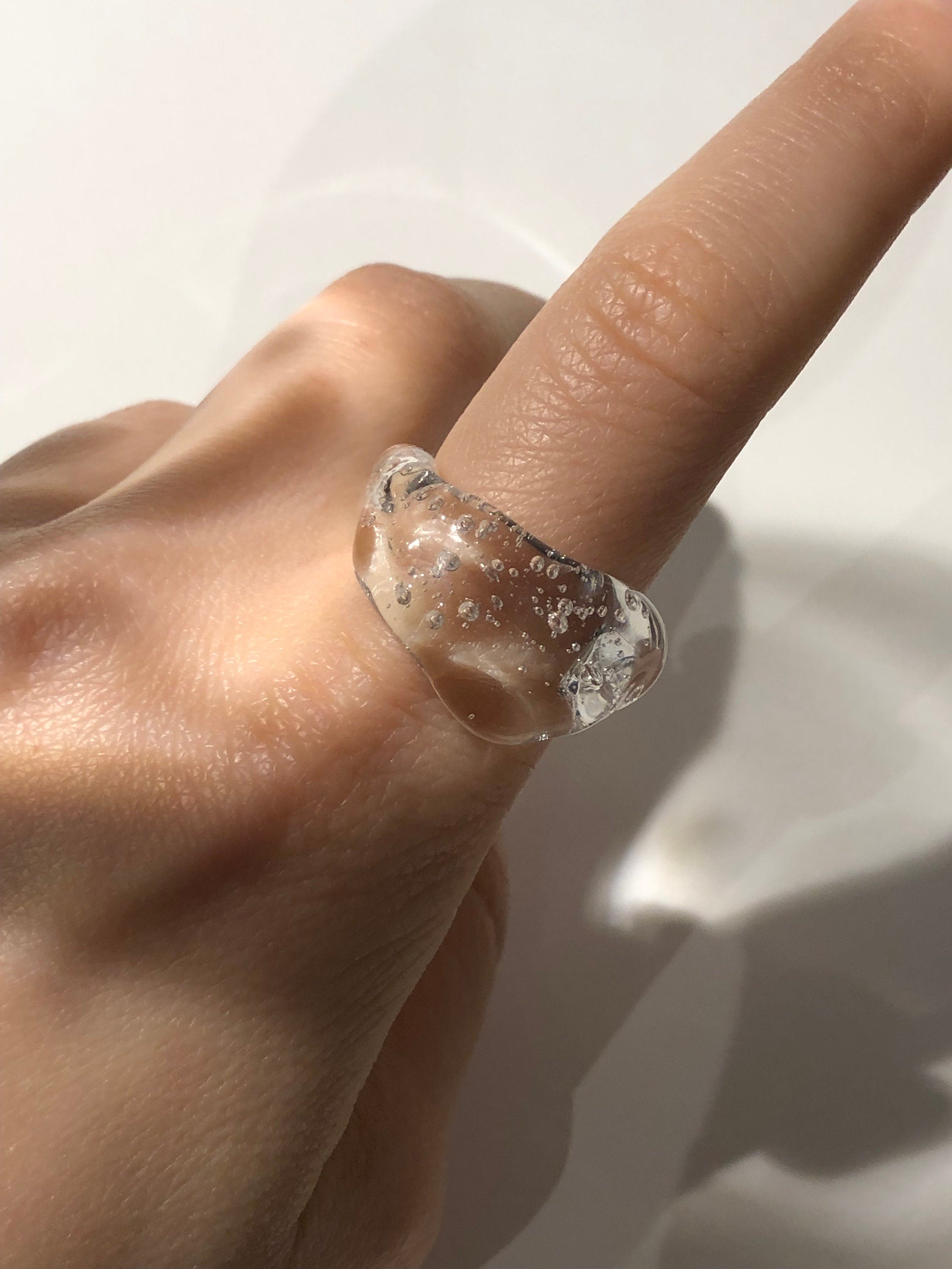 Chunky Clear Glass Ring