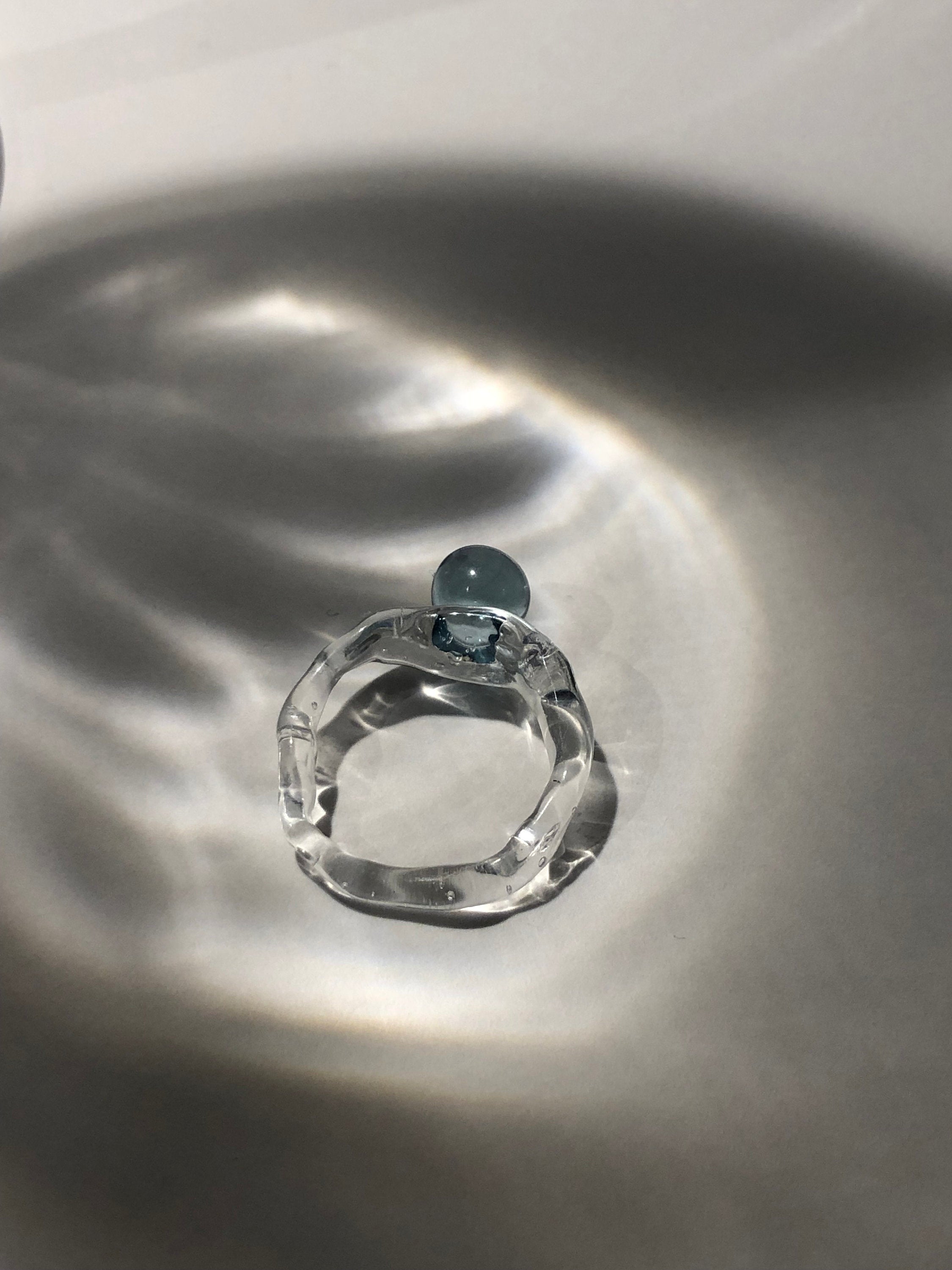 Light Blue Bubble Glass Ring
