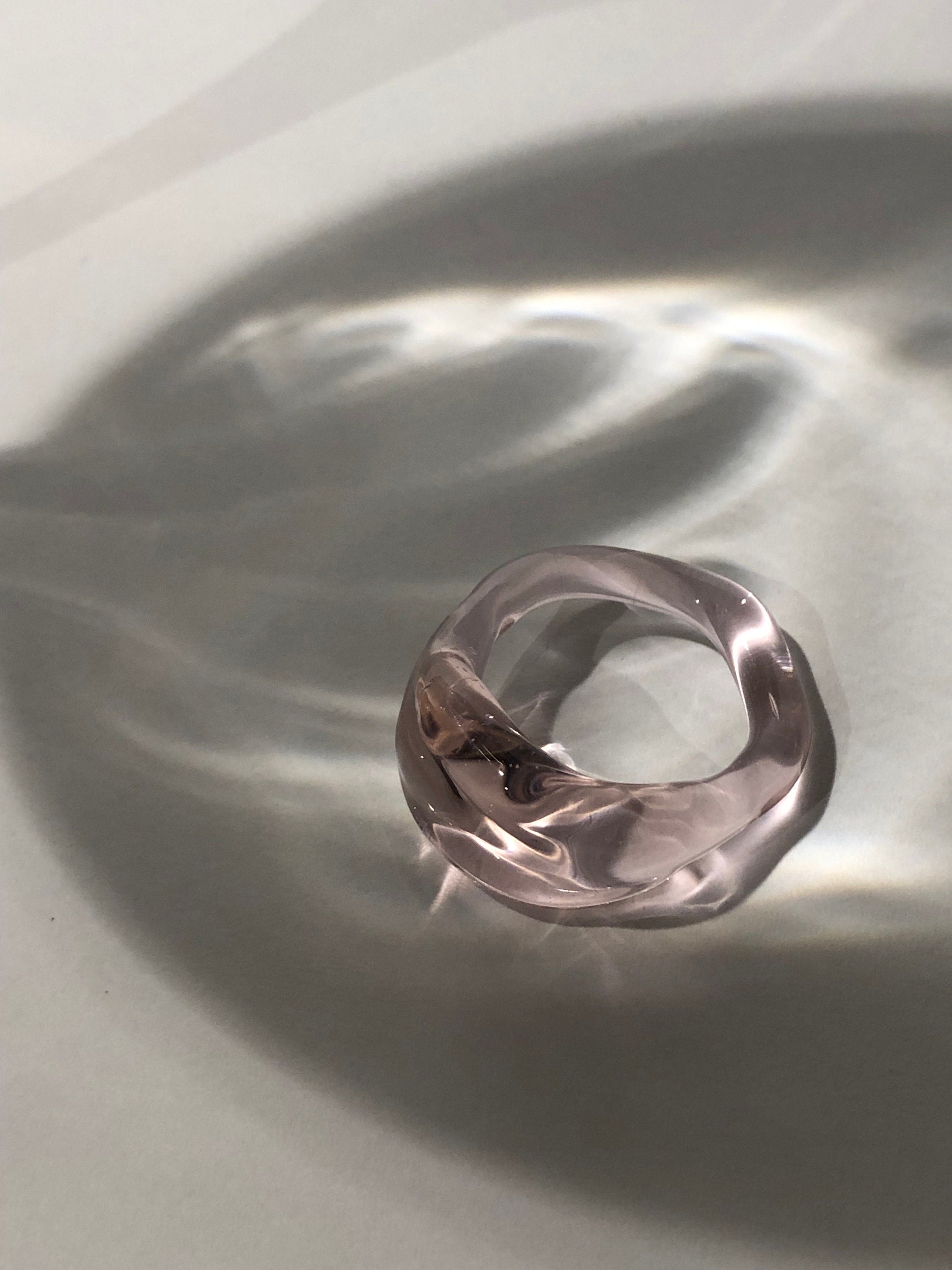 Chunky Rose Glass Ring